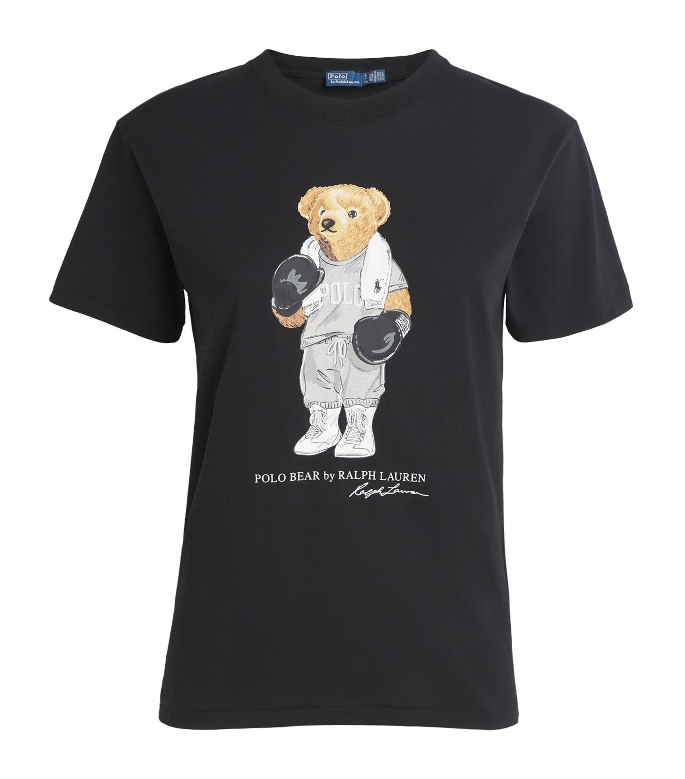 Polo Ralph Lauren Womens Polo Black Bear-print Short-sleeves Cotton-jersey T-shirt In Black