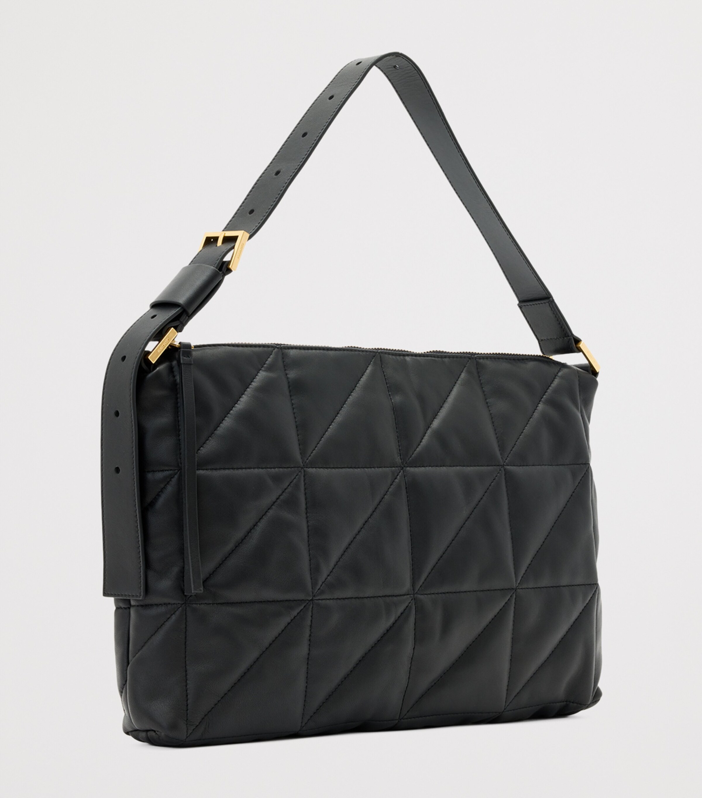 AllSaints Quilted Leather Edbury Shoulder Bag Black Image 3