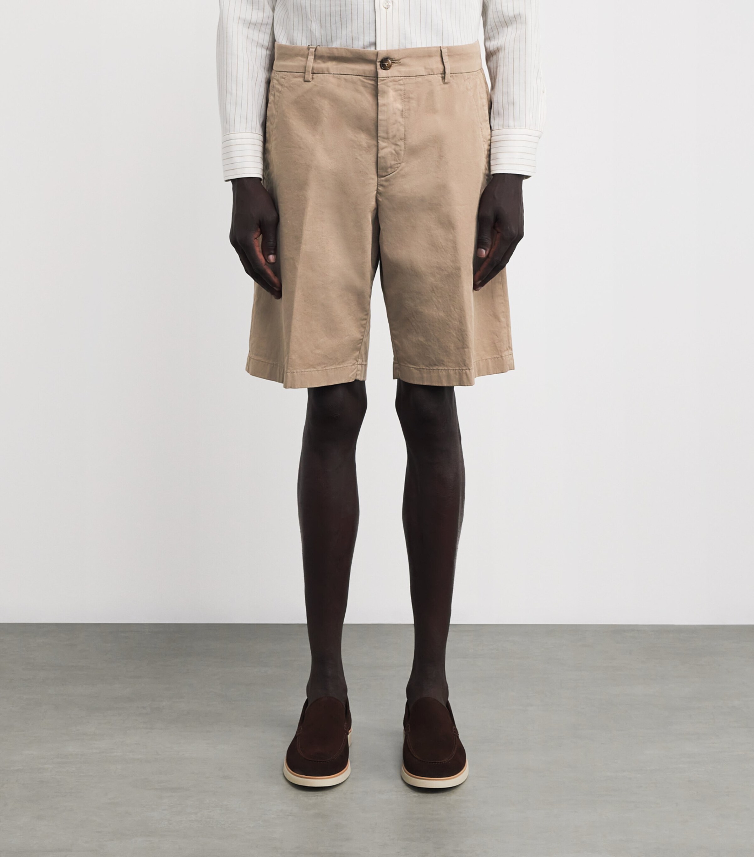 Canali Mens Cotton Bermuda Shorts Beige Image 3