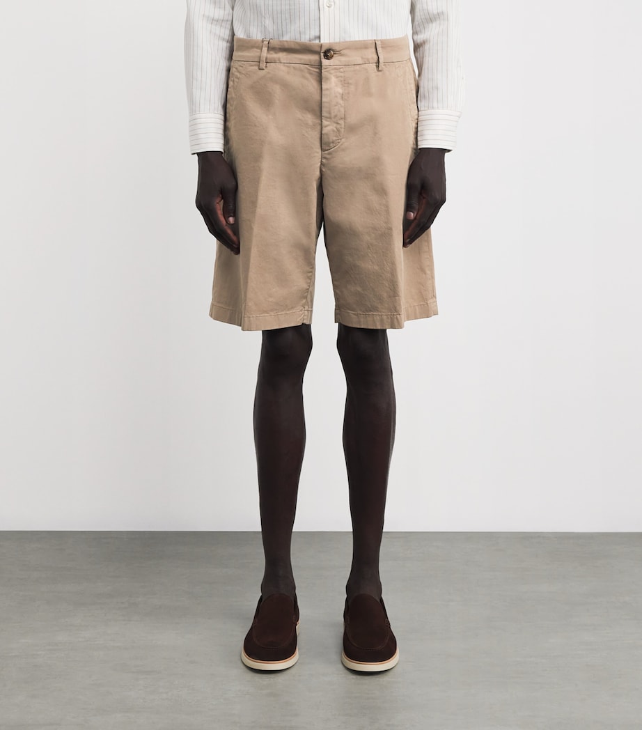 Canali Mens Cotton Bermuda Shorts Beige Image 3