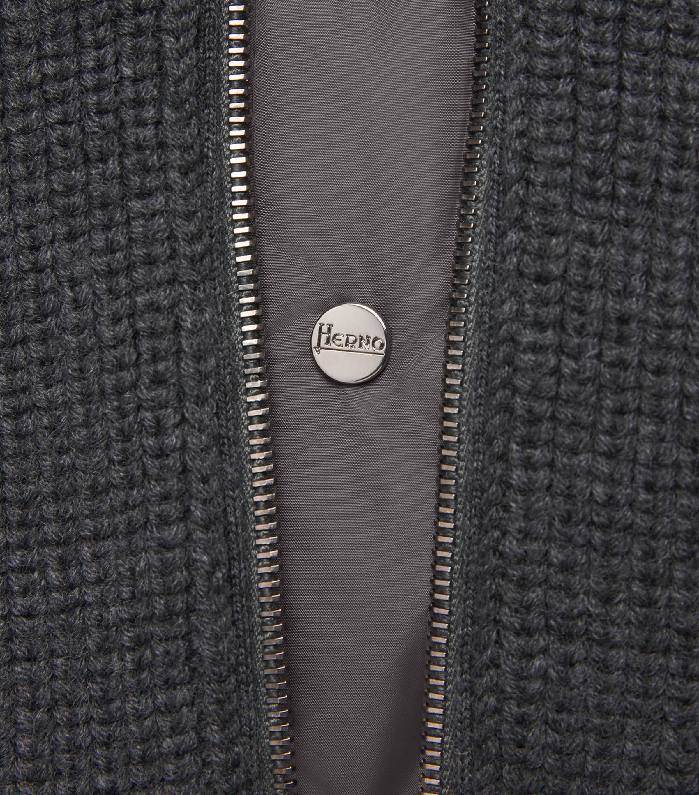 Herno Mens Virgin Wool Ribbed Hybrid Jacket Antracite Image 6