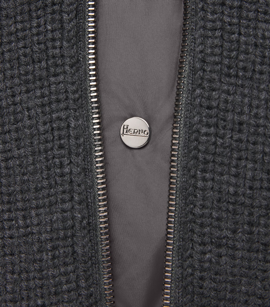 Herno Mens Virgin Wool Ribbed Hybrid Jacket Antracite Image 6