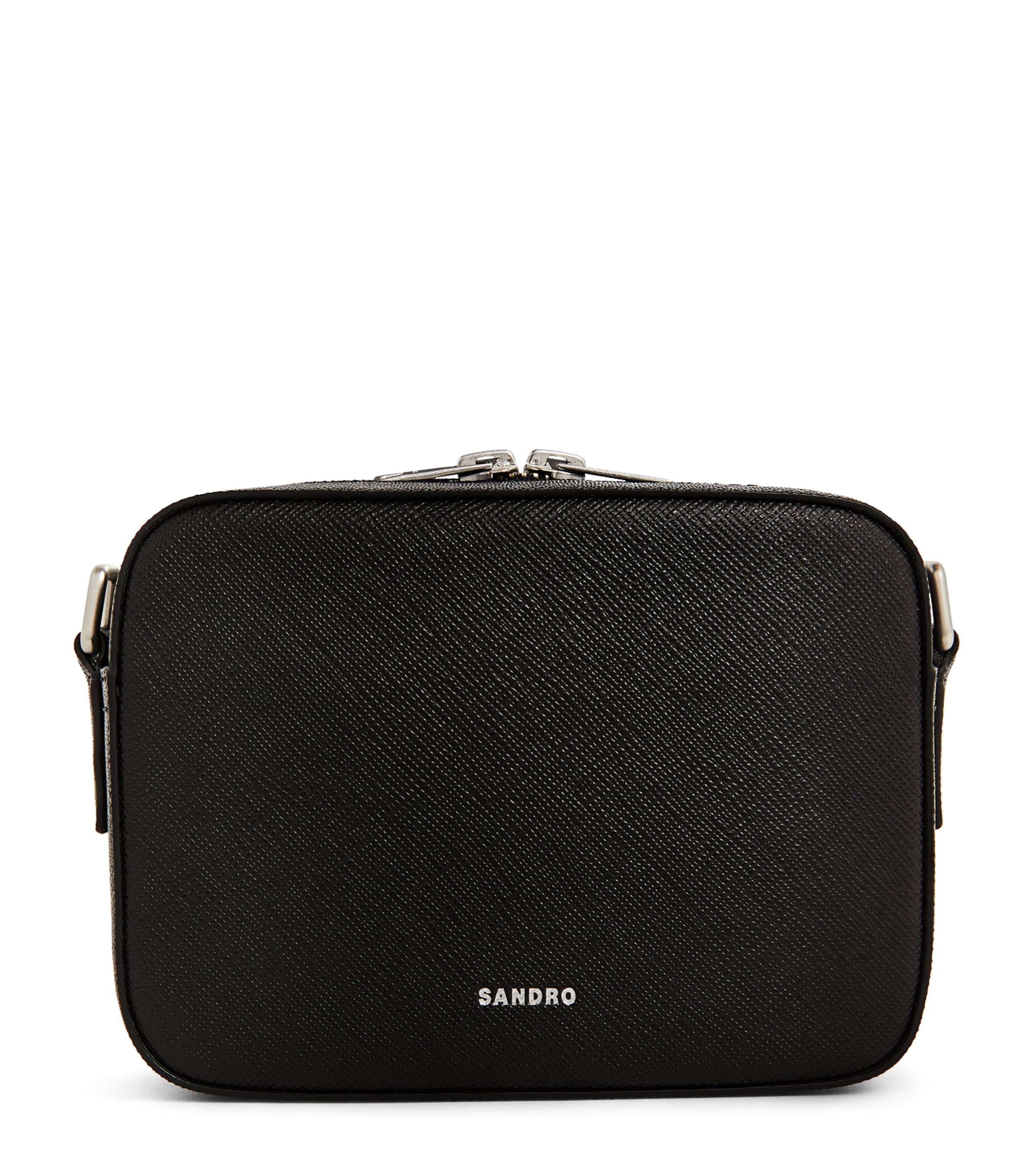 Sandro Saffiano Leather Cross-body Bag In Black