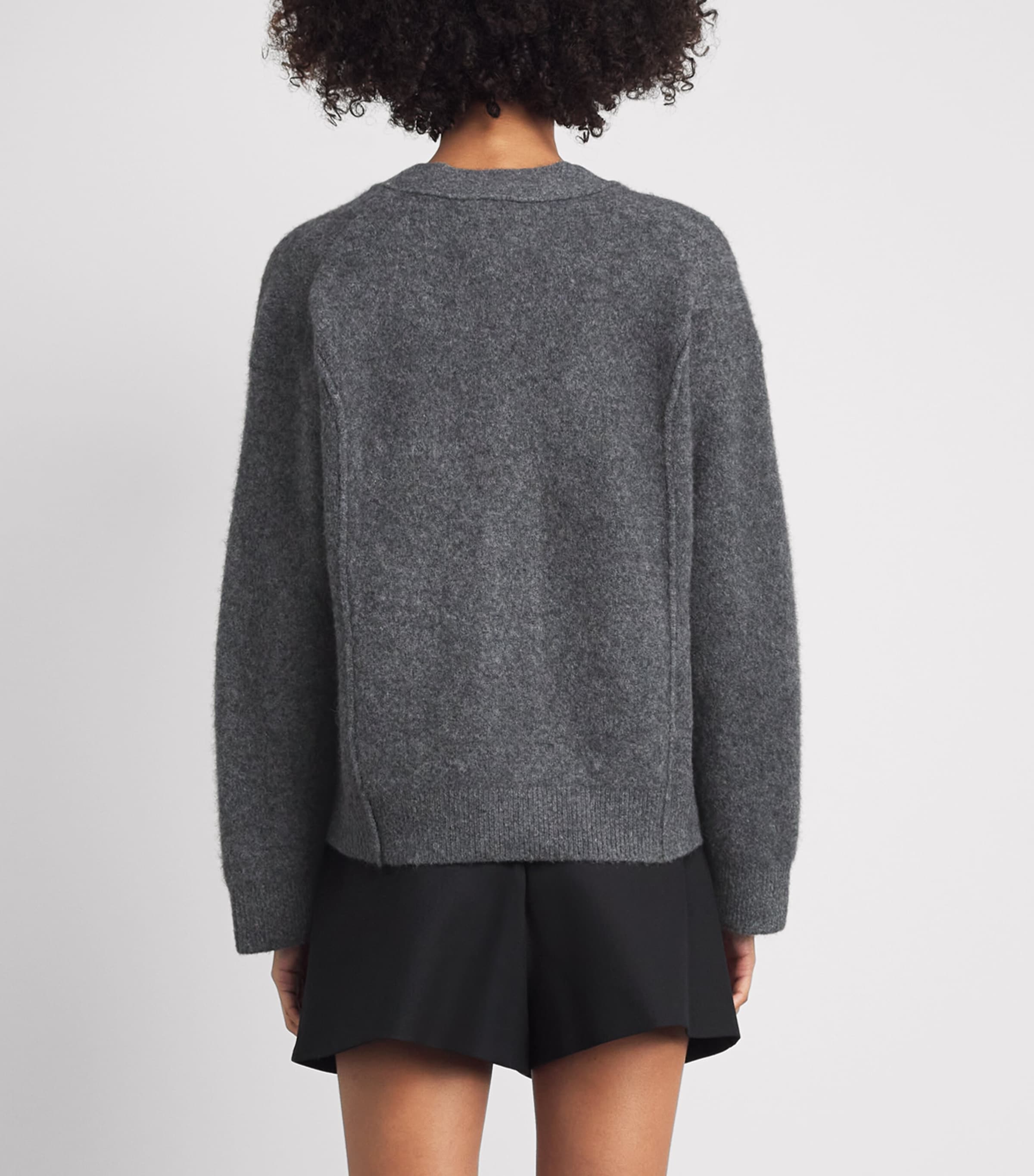 Maje Womens Yak-Blend Cardigan Grey Image 5