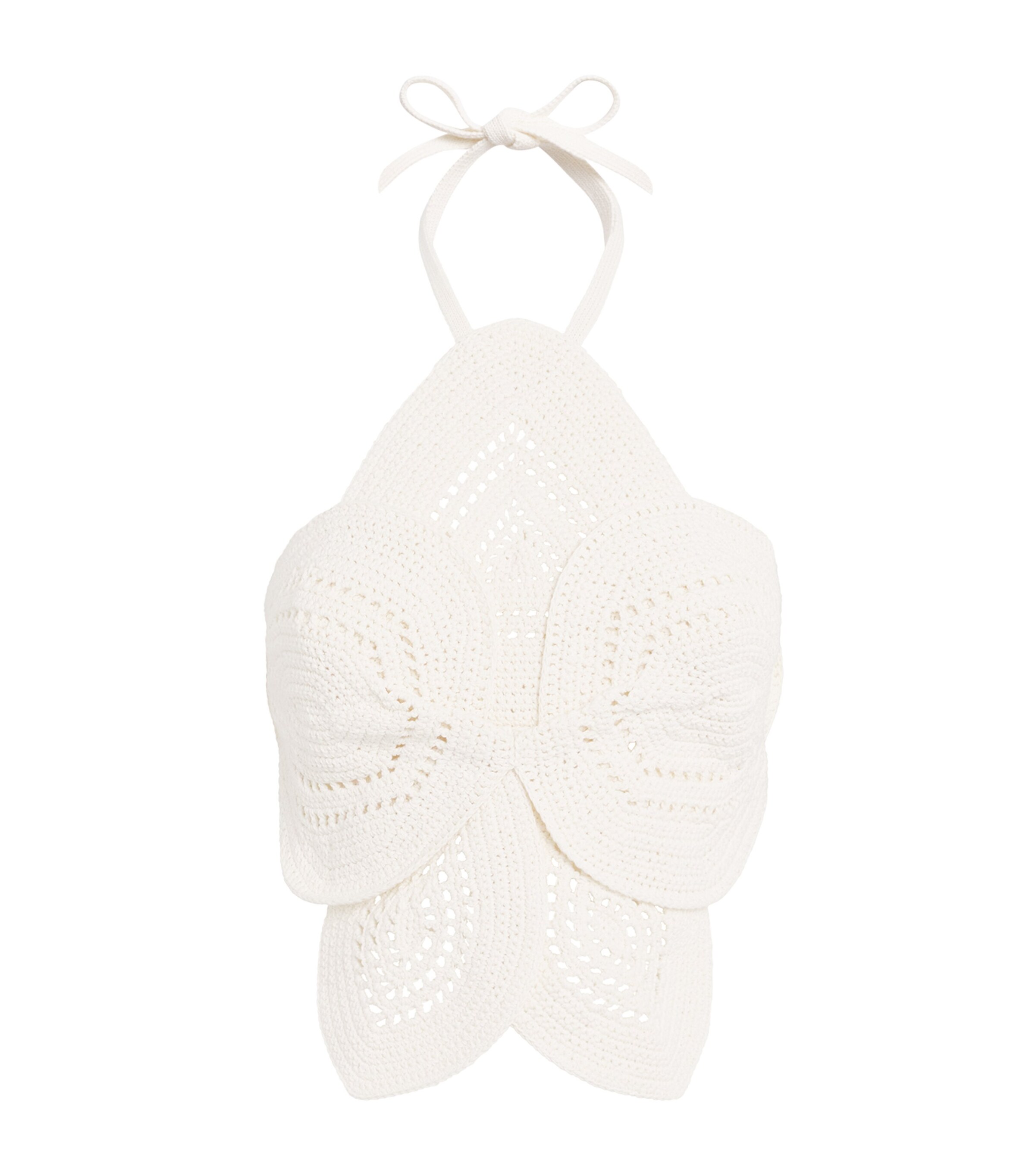 Cult Gaia Womens Crochet Emelia Crop Top Off White Image 1