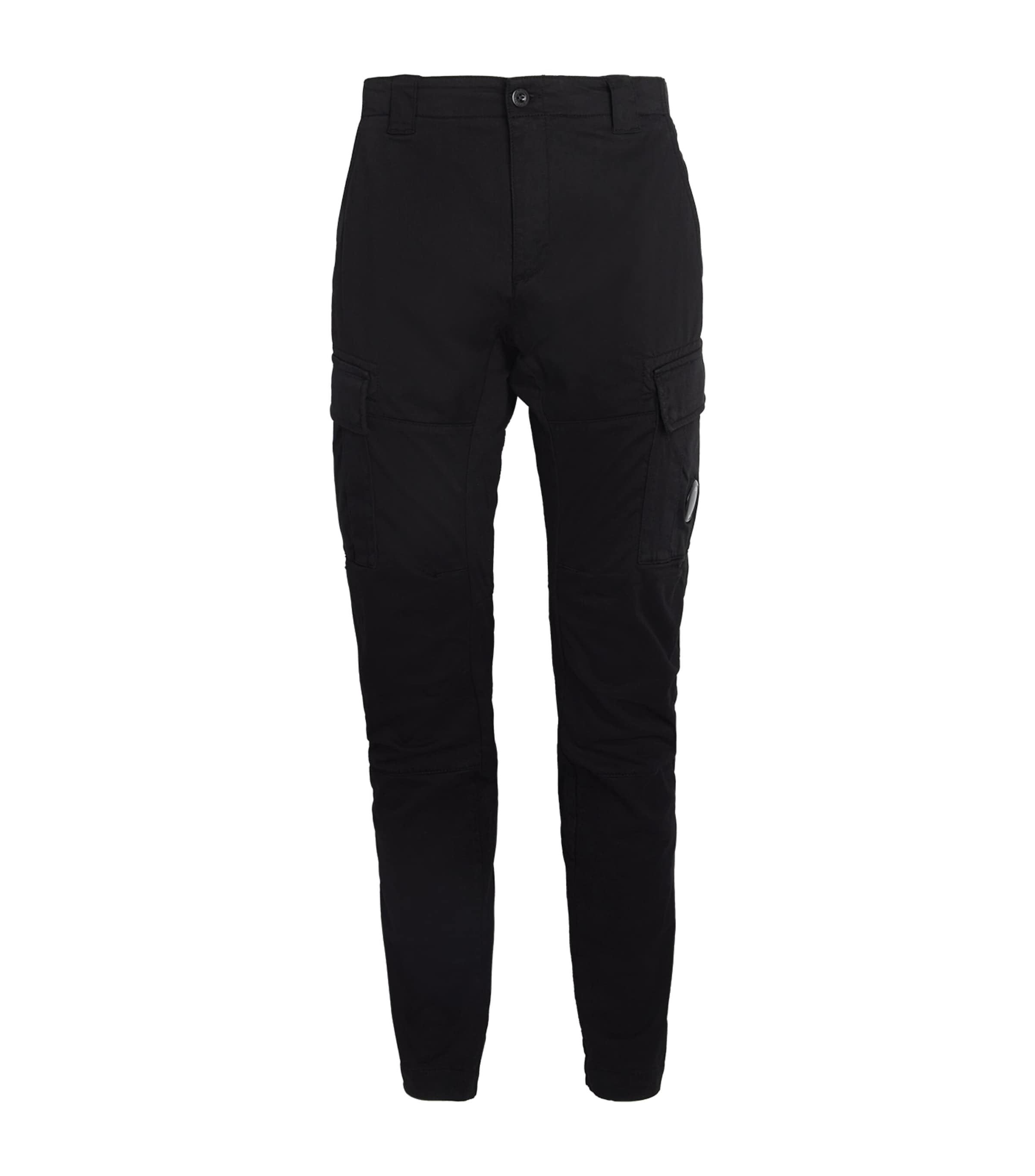 Shop C.p. Company Stretch Sateen Cargo Trousers In Black