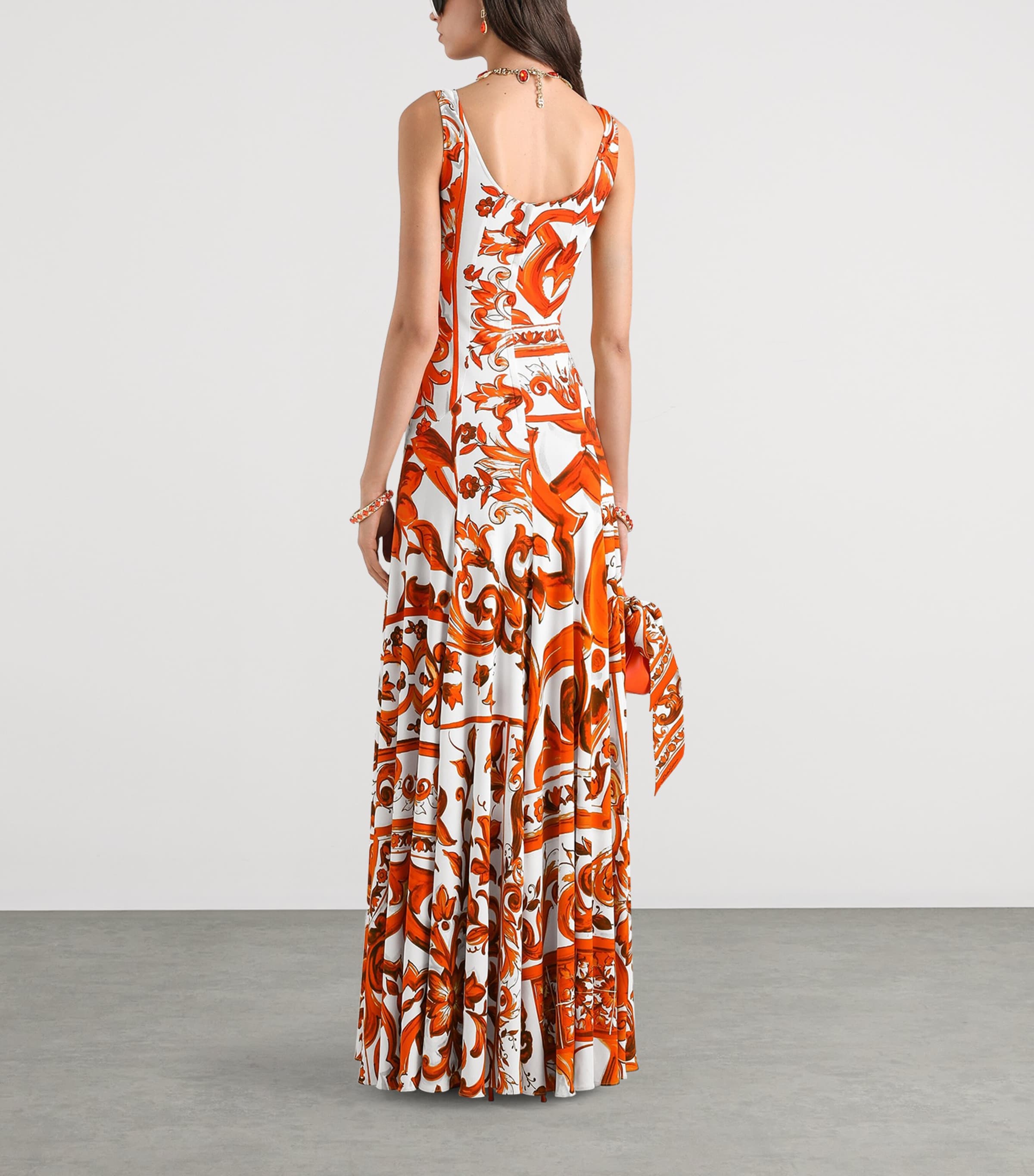 Dolce&Gabbana Womens Silk Majolica Print Maxi Dress Mix Maiolica O Image 2