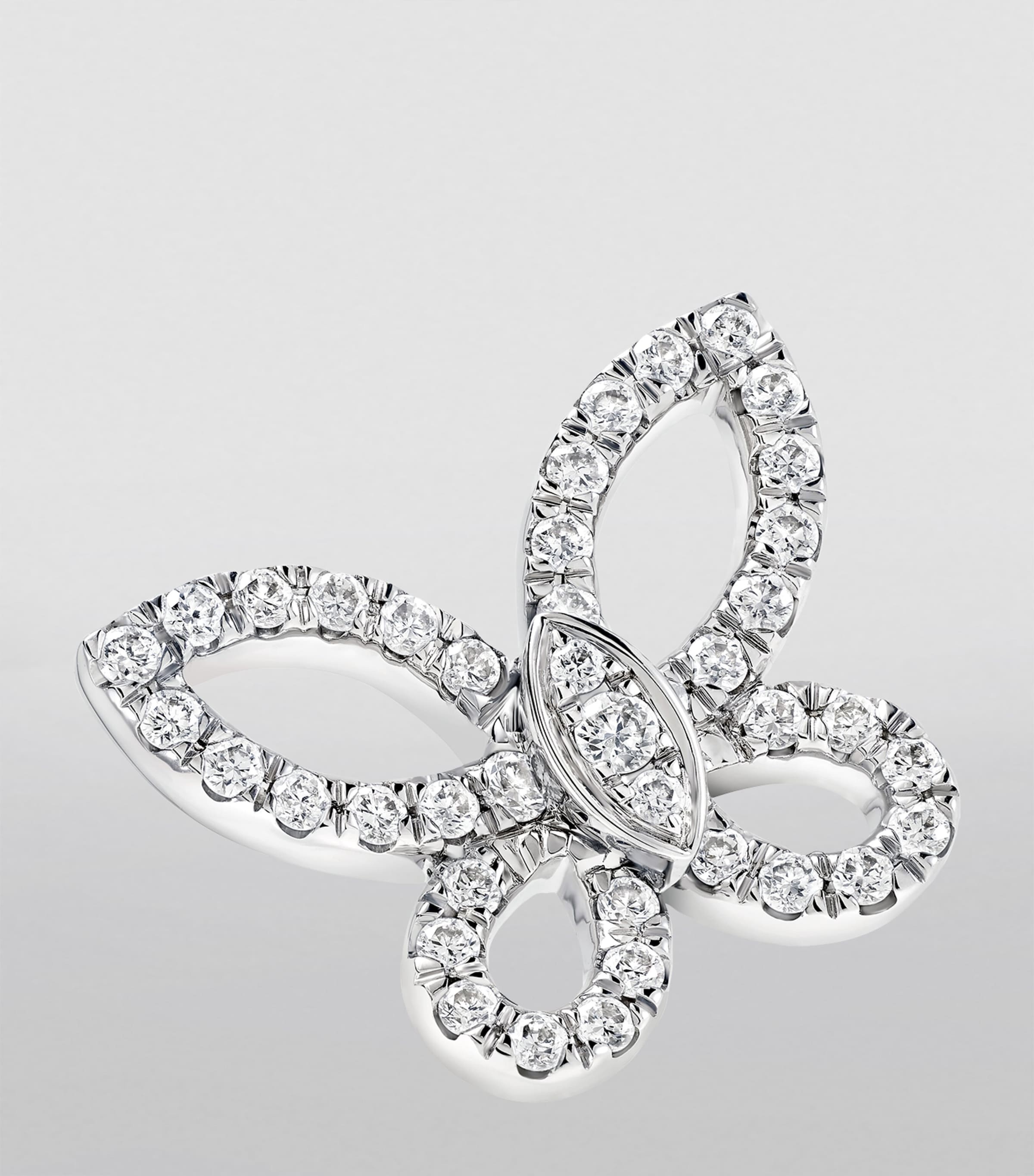 Mini White Gold and Diamond Butterfly Earrings WHITE GOLD Image 5