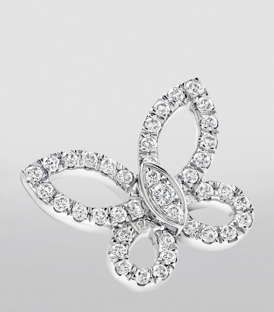 Mini White Gold and Diamond Butterfly Earrings WHITE GOLD Image 5