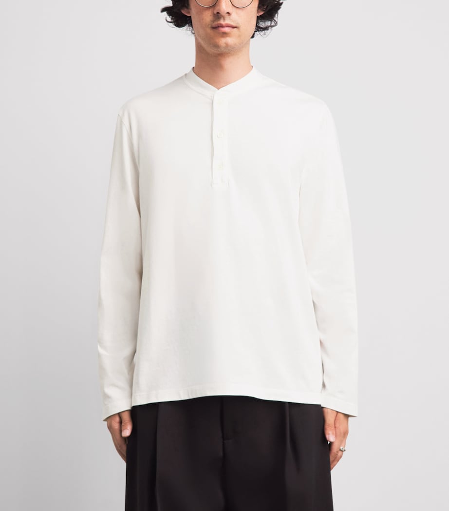 Barena Mens Cotton Jersey Henley Top Bianco Image 4