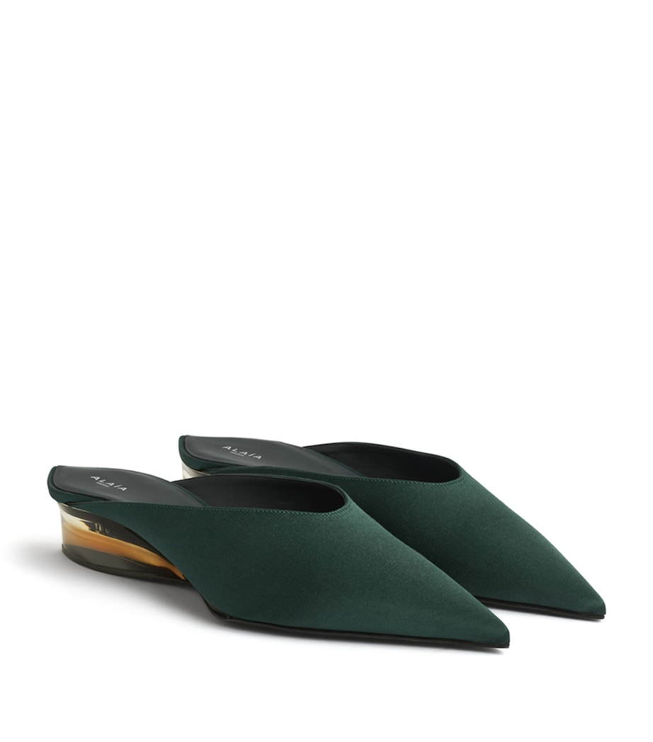 Alaïa Satin Invisible Wedge Mules 30 Green Lichen Image 3
