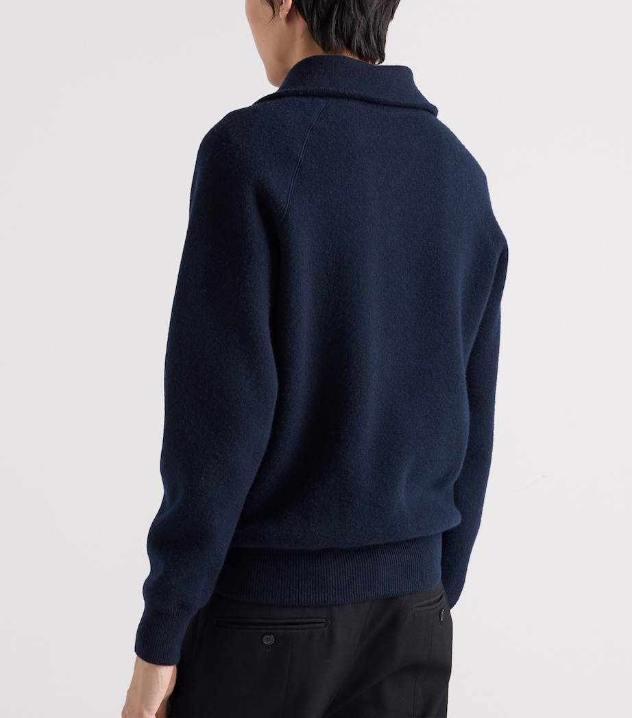 Prada Mens Wool-Cashmere Quarter-Zip Sweater Blue Image 5