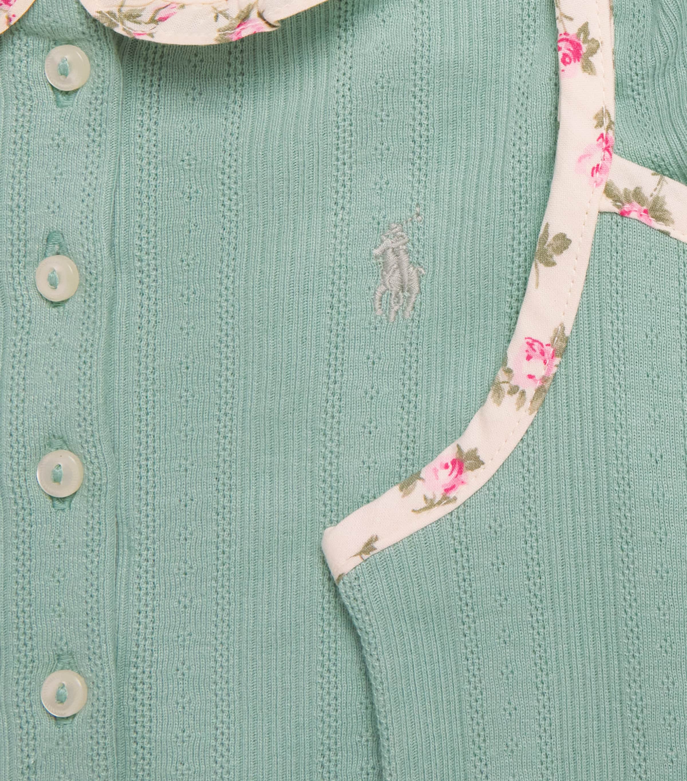 Ralph Lauren Kids Floral Cardigan, Bodysuit and Bloomers Set (3-24 Months) Faded Mint Image 4