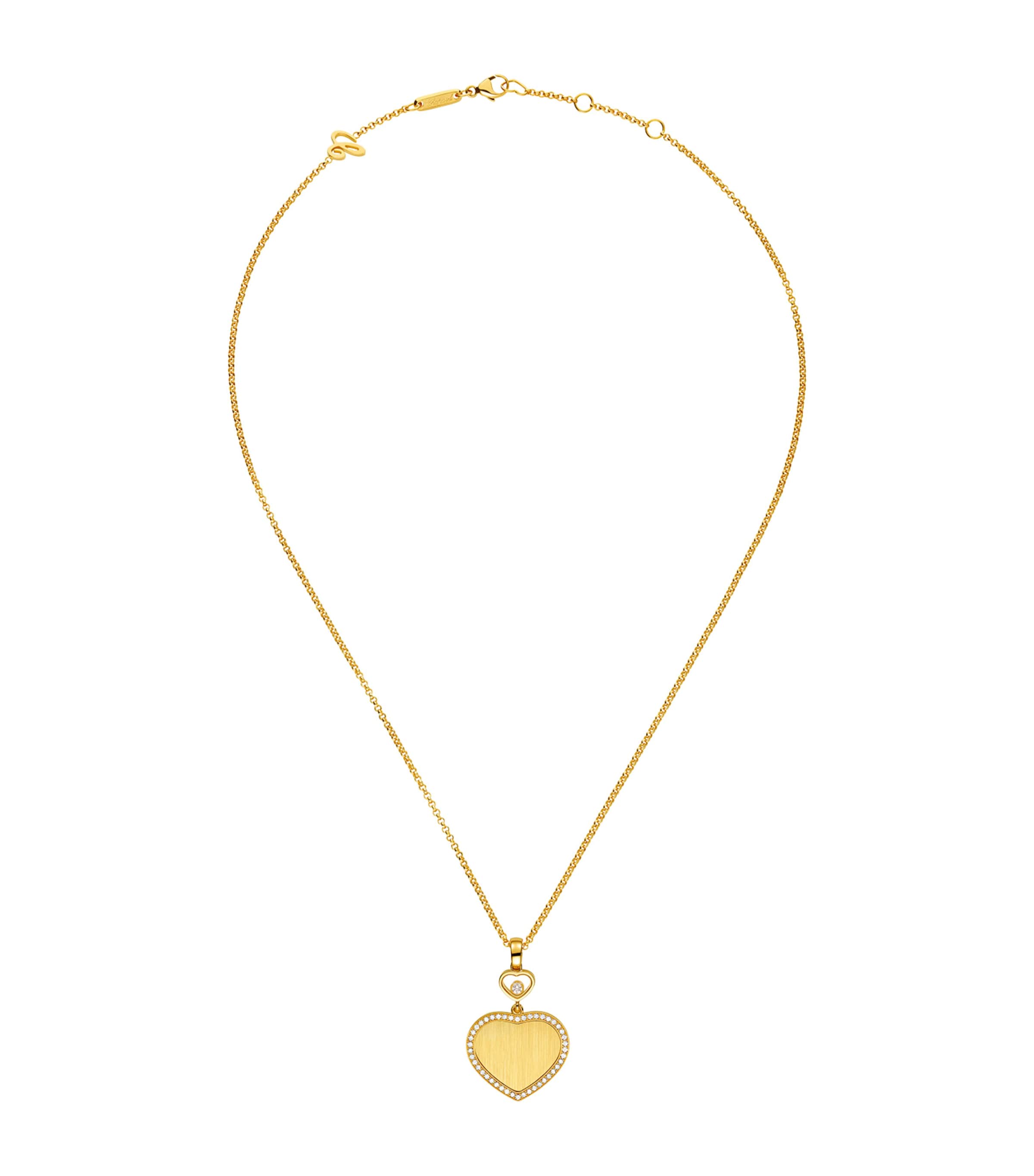 Chopard Yellow Gold And Diamond Happy Hearts Golden Hearts Necklace In Gold