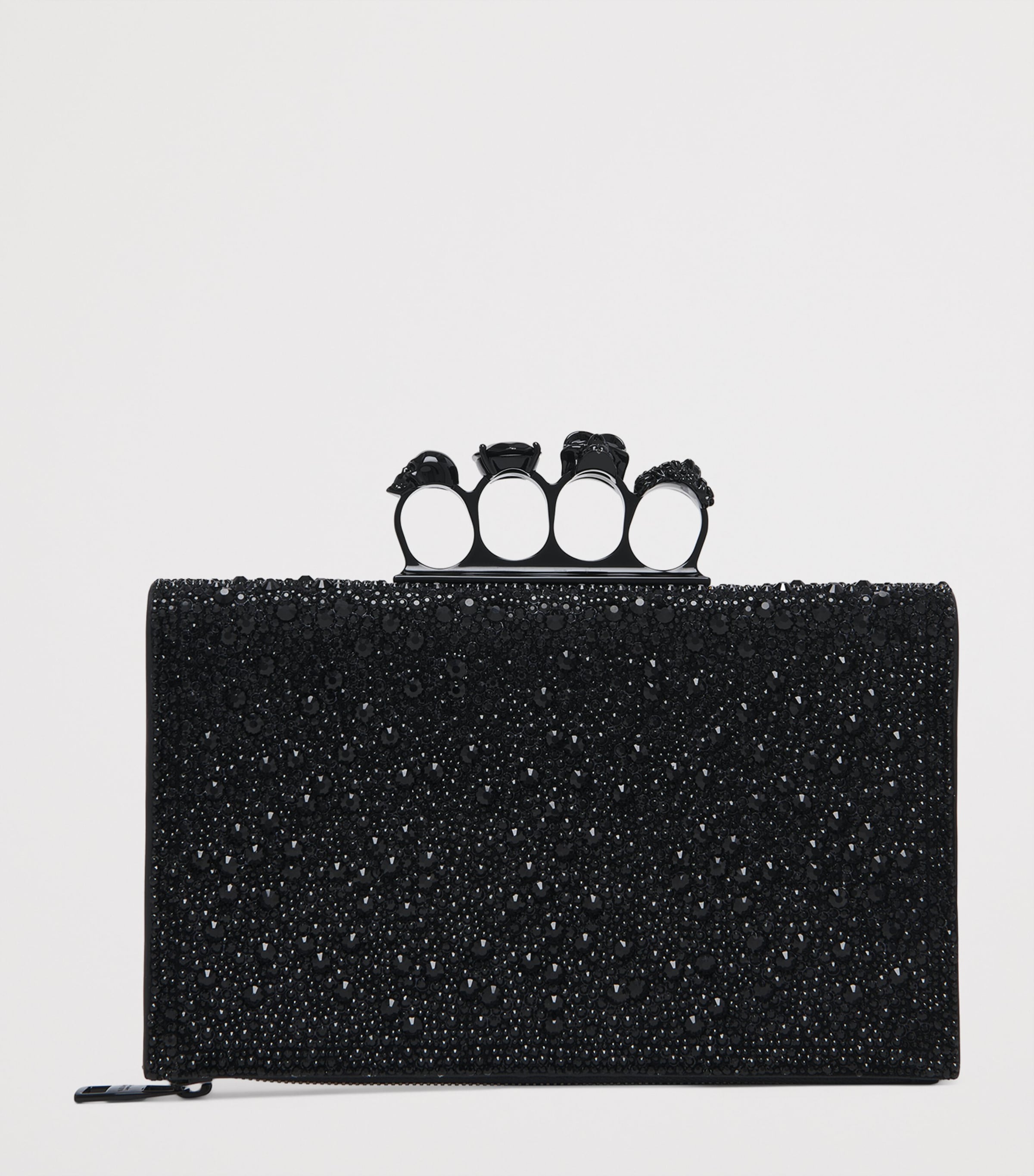 McQueen Suede Embellished Four-Ring Clutch Bag Image 2
