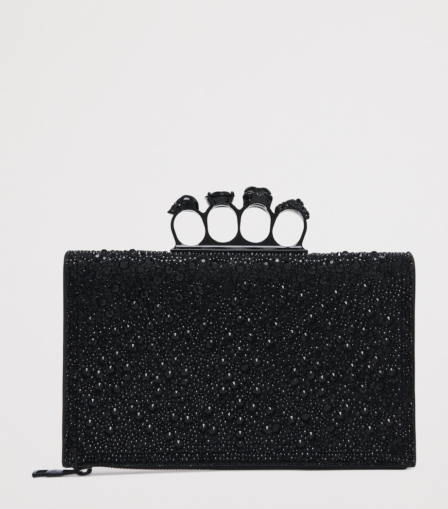 McQueen Suede Embellished Four-Ring Clutch Bag Image 2