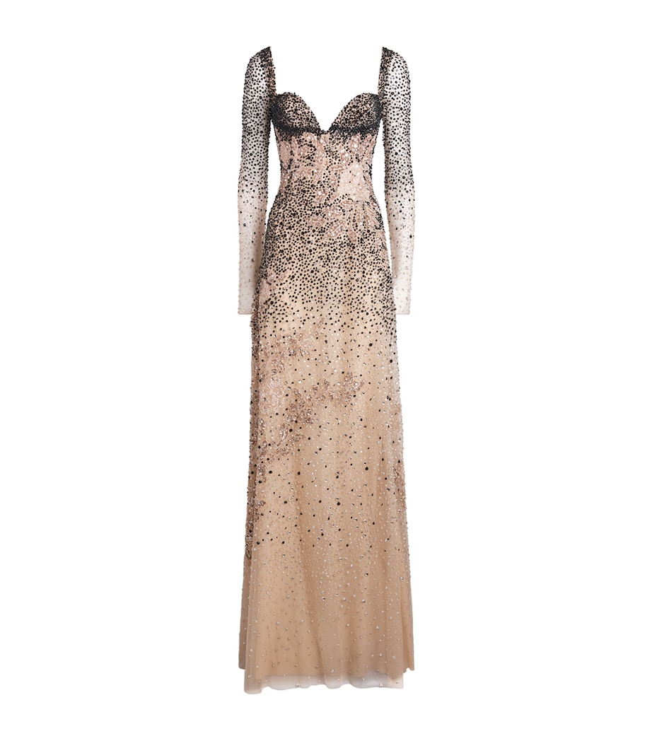 GEORGES HOBEIKA Womens Embellished Gown Nomad Beige Image 1
