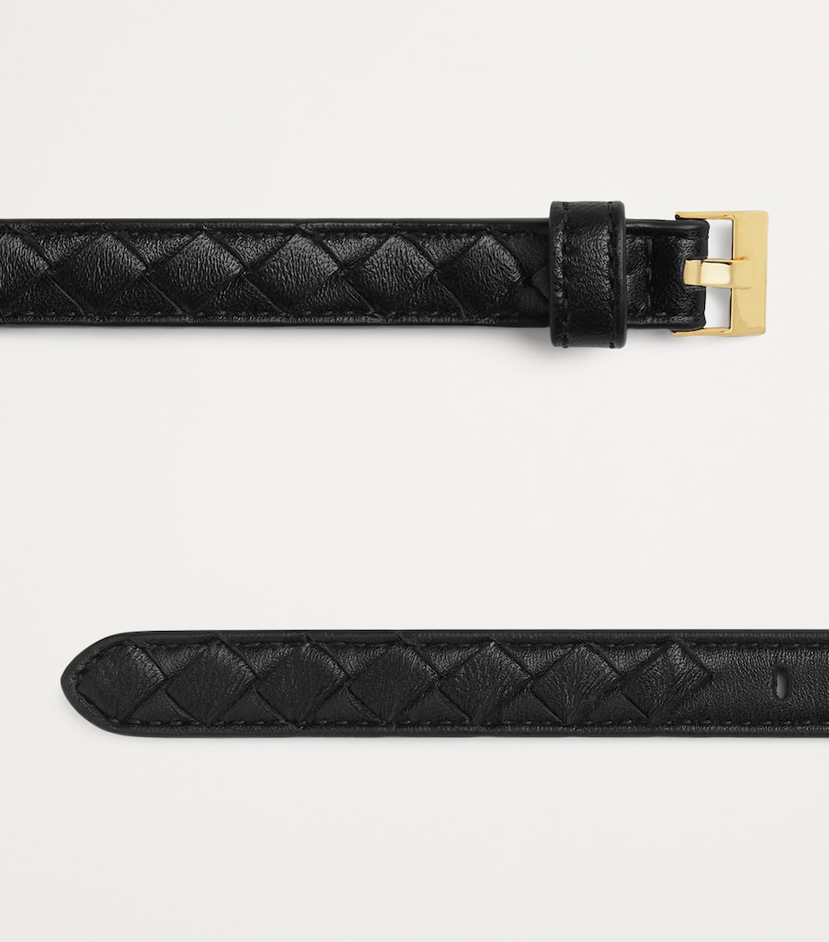 Thin Leather Intrecciato Watch Belt 1019 Image 3
