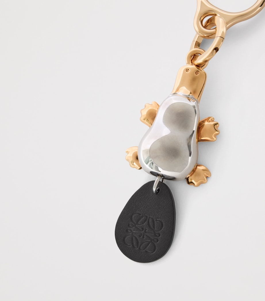 Leather-Brass Platypus Keyring SILVER/GOLD Image 3