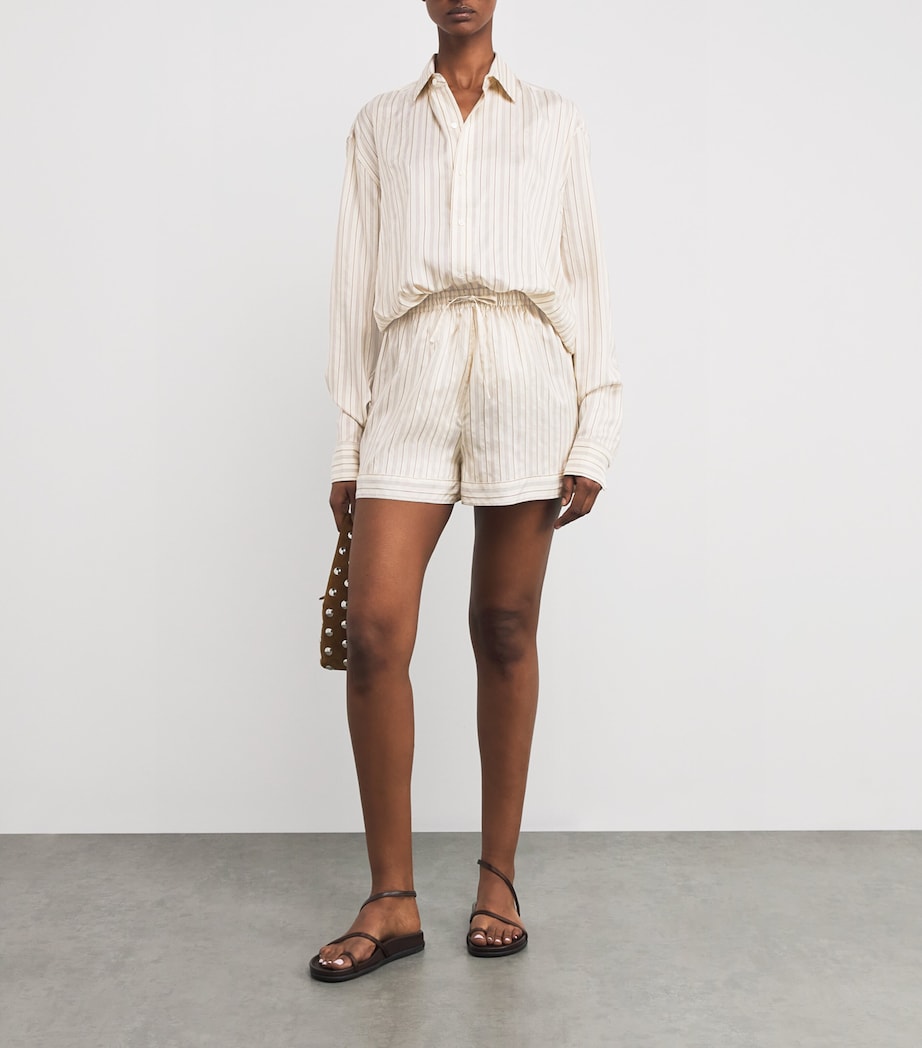 Silk Stripe Wensu Shorts STRIPES CREAM/WINE Image 2