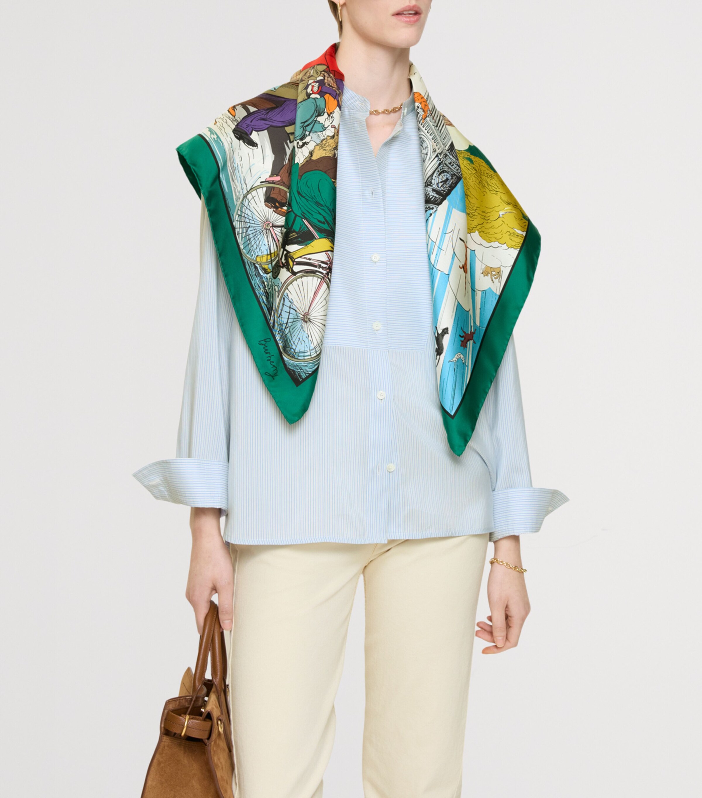 Burberry Silk Raining Cats and Dogs​ Scarf Kew Green Image 2