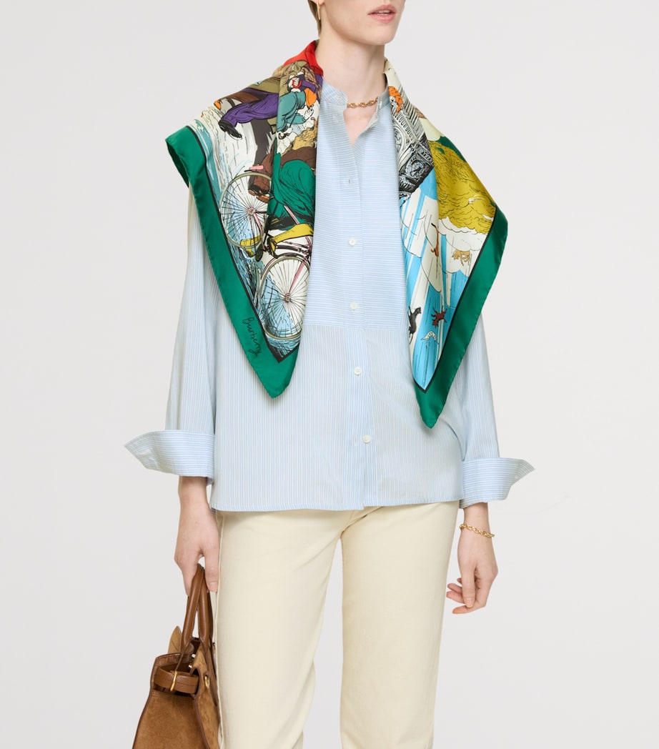 Silk Raining Cats and Dogs Scarf KEW GREEN Image 2