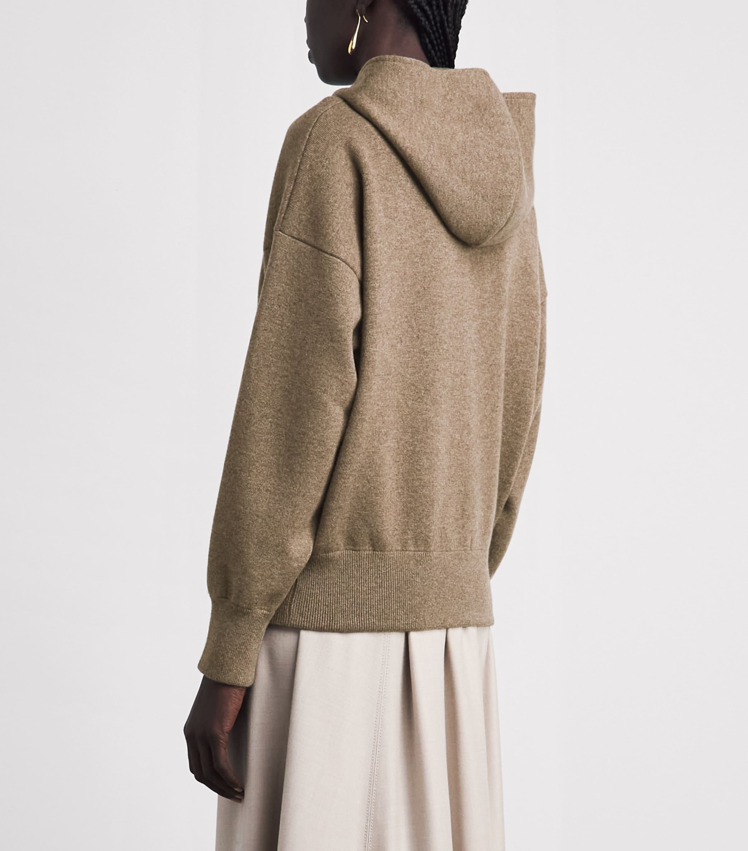 Agnona Womens Cashmere-Wool-Silk Zip-Up Hoodie Brown Mocha Image 5