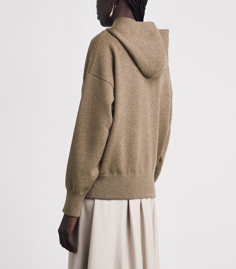 Agnona Womens Cashmere-Wool-Silk Zip-Up Hoodie Brown Mocha Image 5
