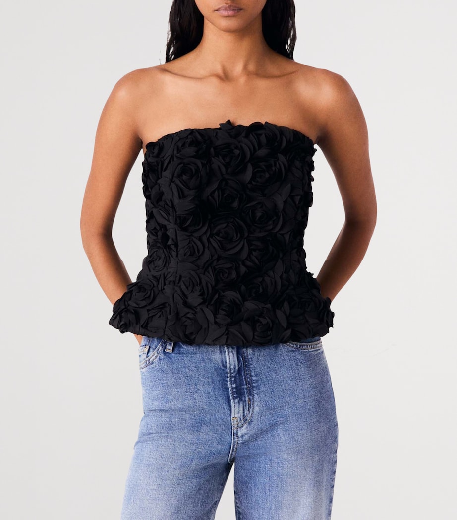 Maje Womens Flower-Embellished Bustier Top Black Image 6