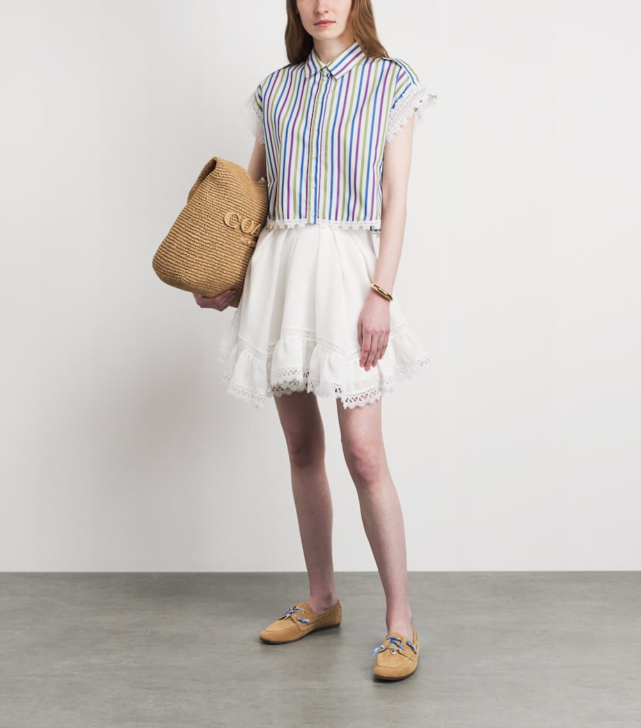 Claudie Pierlot Womens Lace-Trim Stripe Shirt Multicolored Image 2