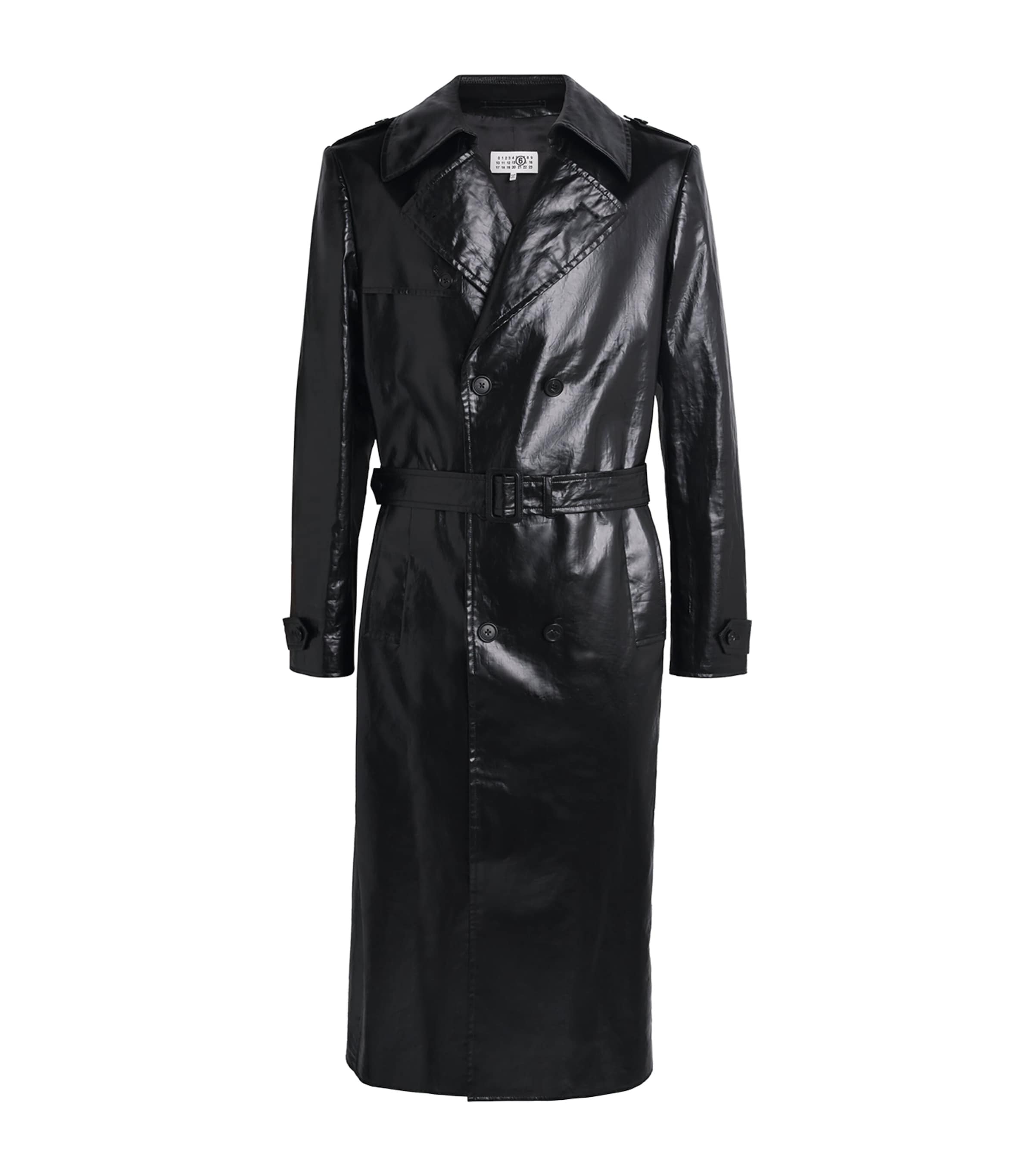 Maison Margiela Black Linen Coated Trench Coat | Harrods US