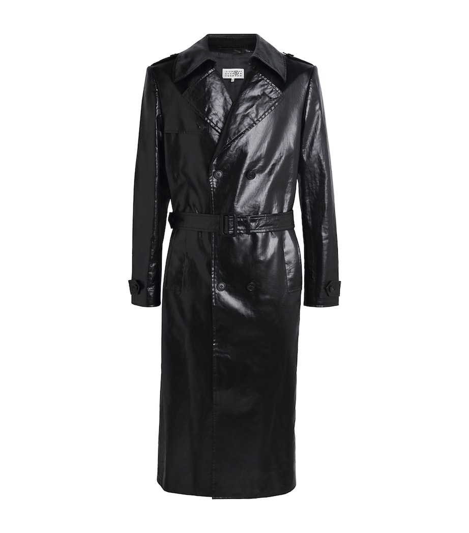 MM6 Maison Margiela Mens Linen Coated Trench Coat Black Image 1