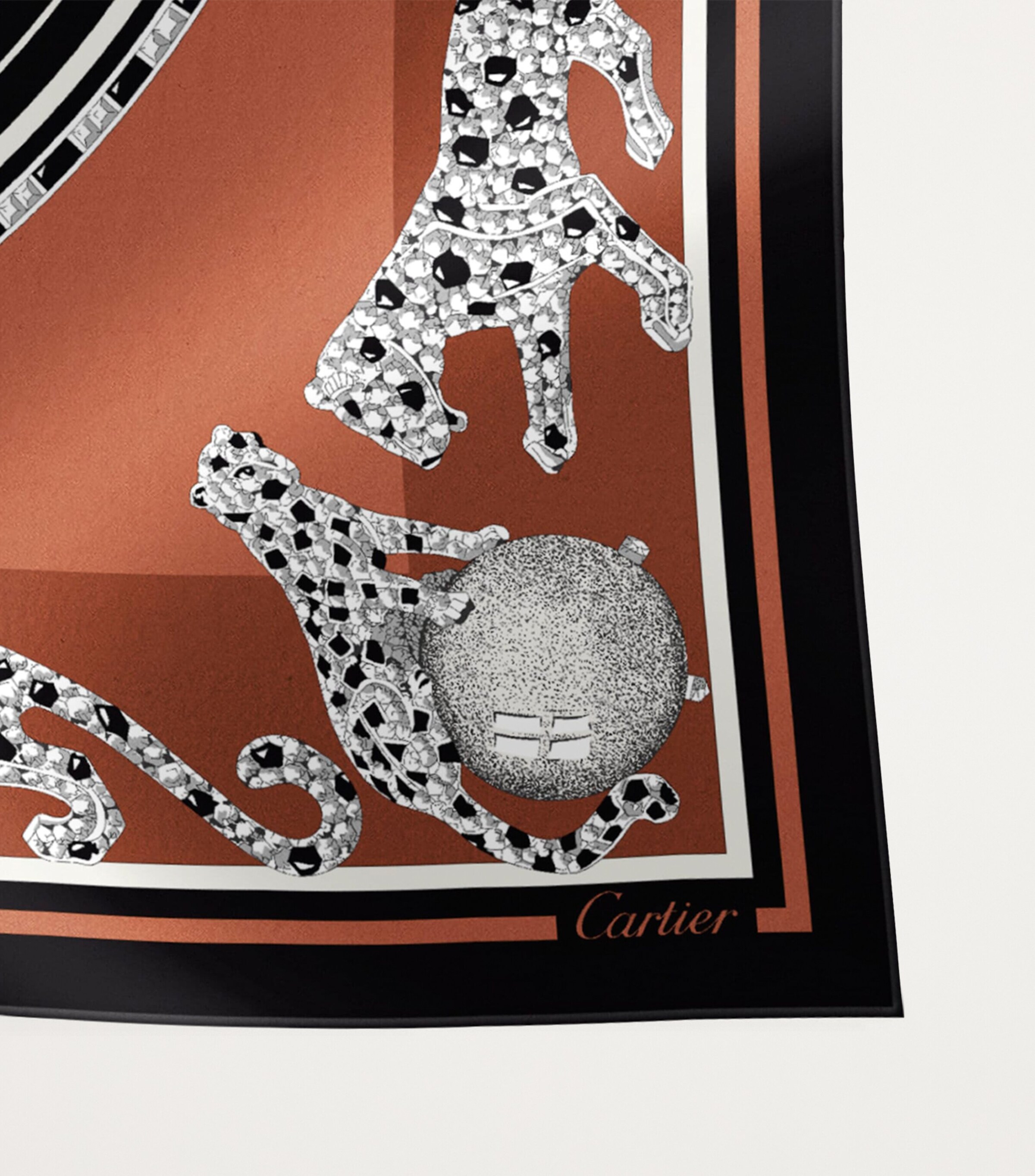 Cartier Panther Scarf カルティエ　スカーフ Cartier Brown Silk Panthère Reissue Scarf | Harrods UK