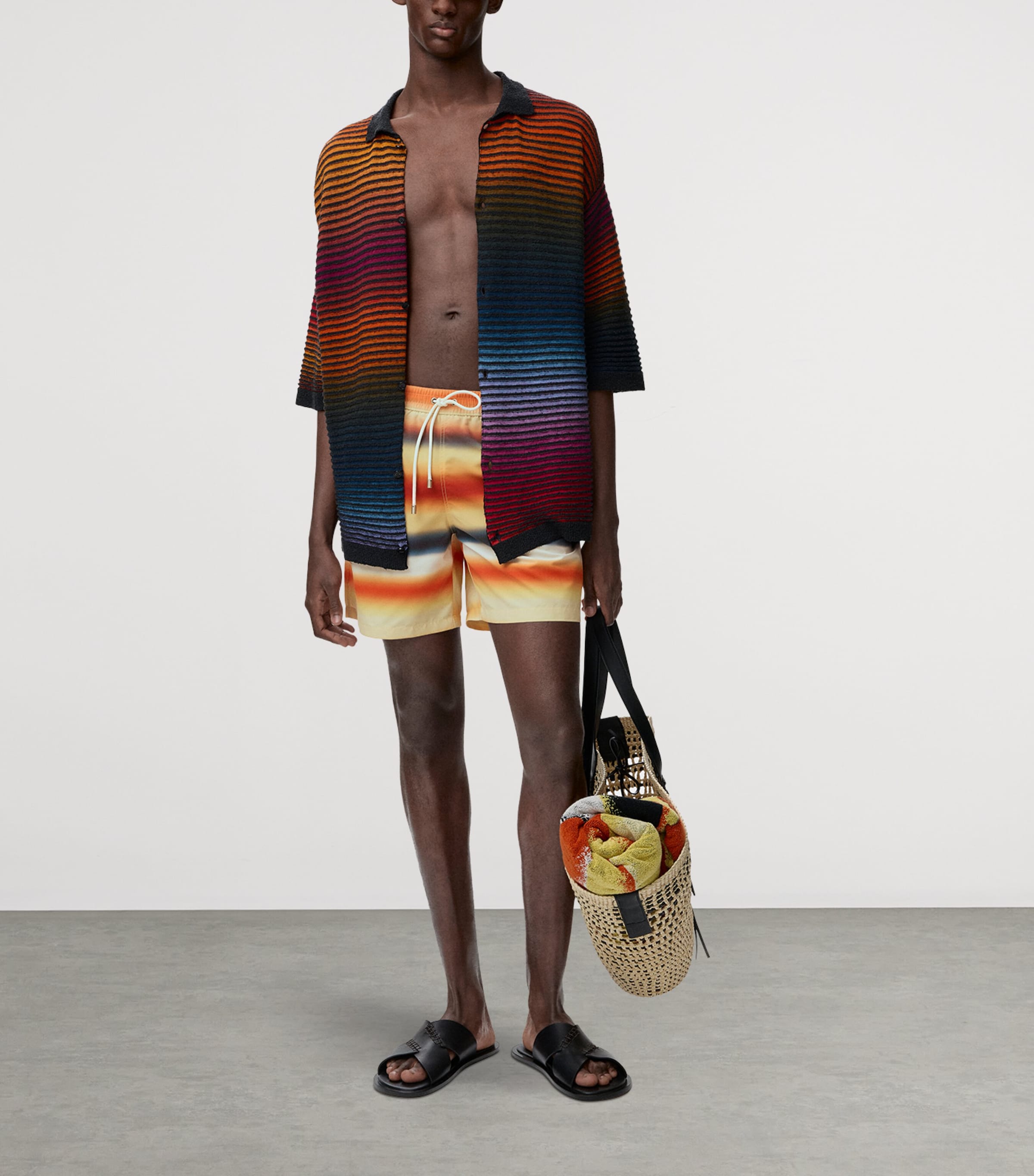 LOEWE Mens x Paula’s Ibiza Stripe Swim Shorts Orange/multicolor Image 2