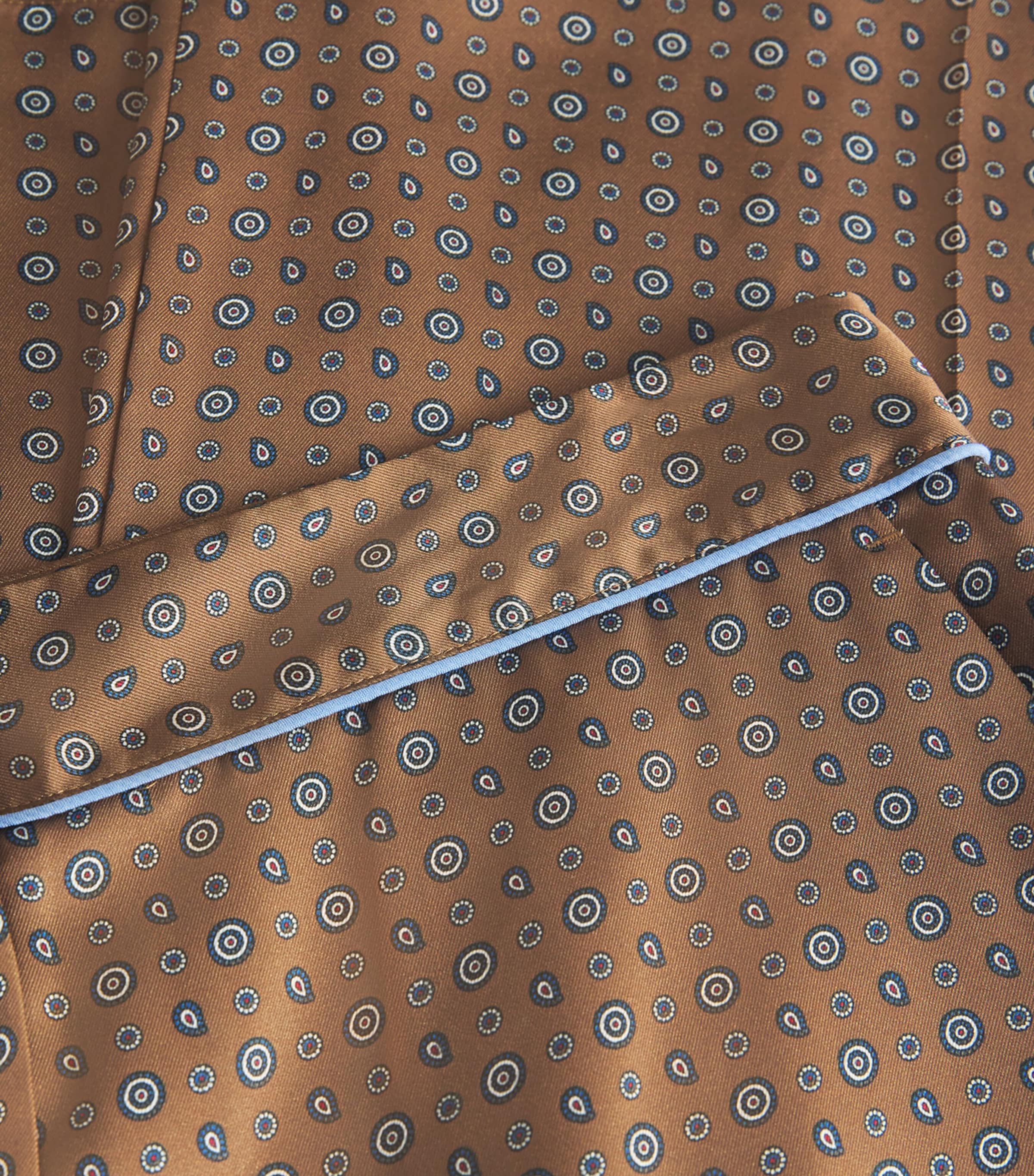 Satin Printed Straight Trousers BROWN TIE Image 5