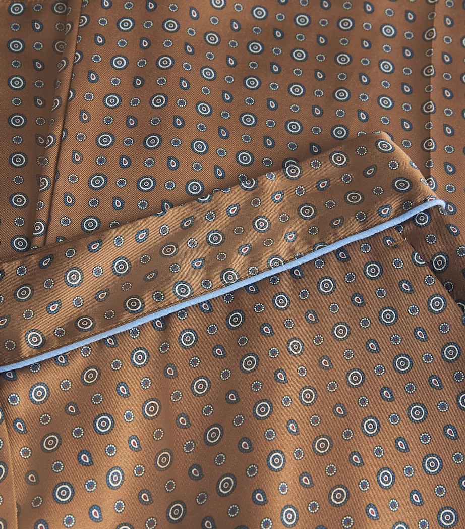 Satin Printed Straight Trousers BROWN TIE Image 5