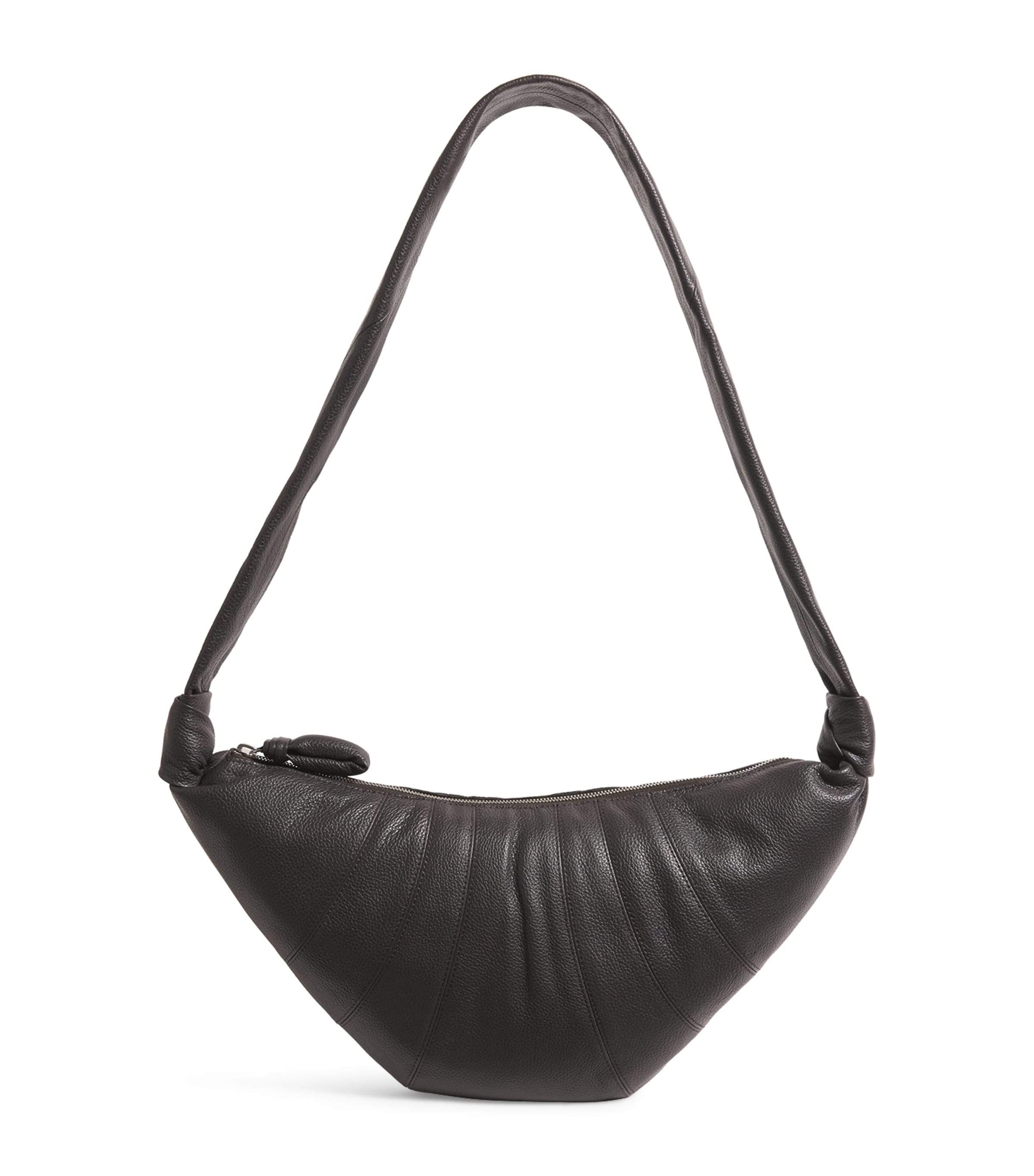 Lemaire Medium Grained Leather Croissant Shoulder Bag In Brown