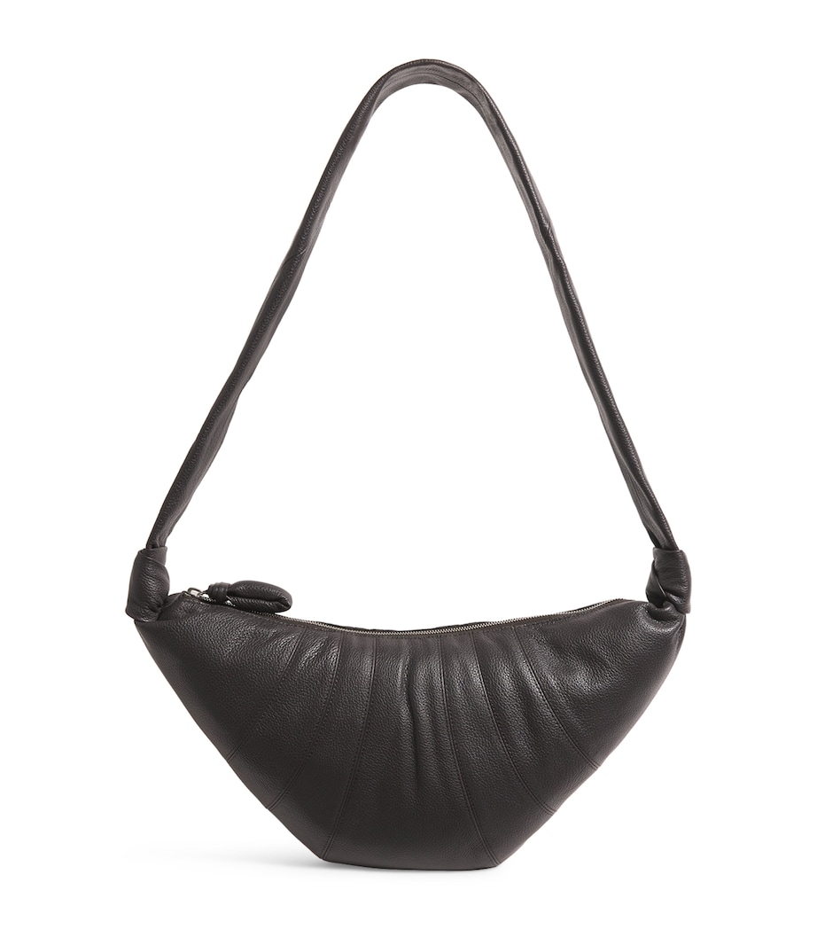 Medium Grained Leather Croissant Shoulder Bag BR490 DARK CHOCOLATE Image 1