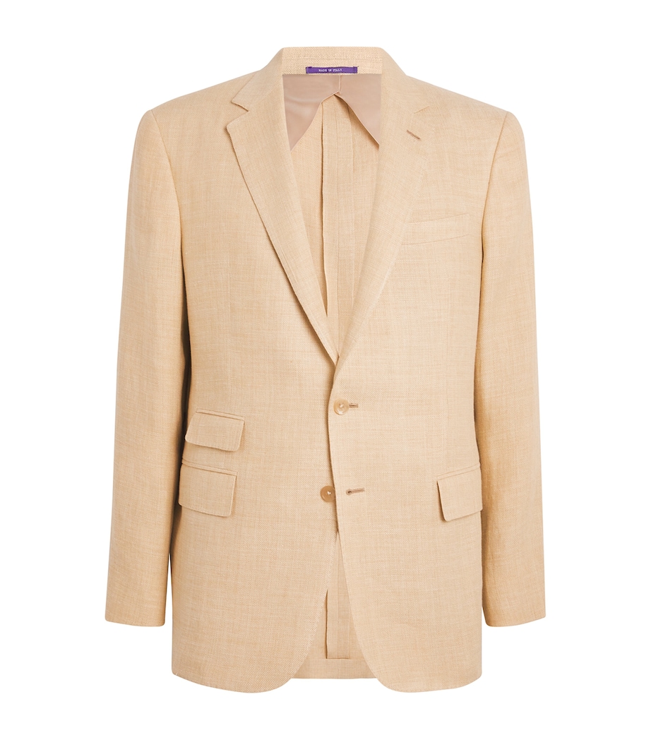 Ralph Lauren Purple Label Mens Linen-Silk Kent Blazer Tan Multi Image 1