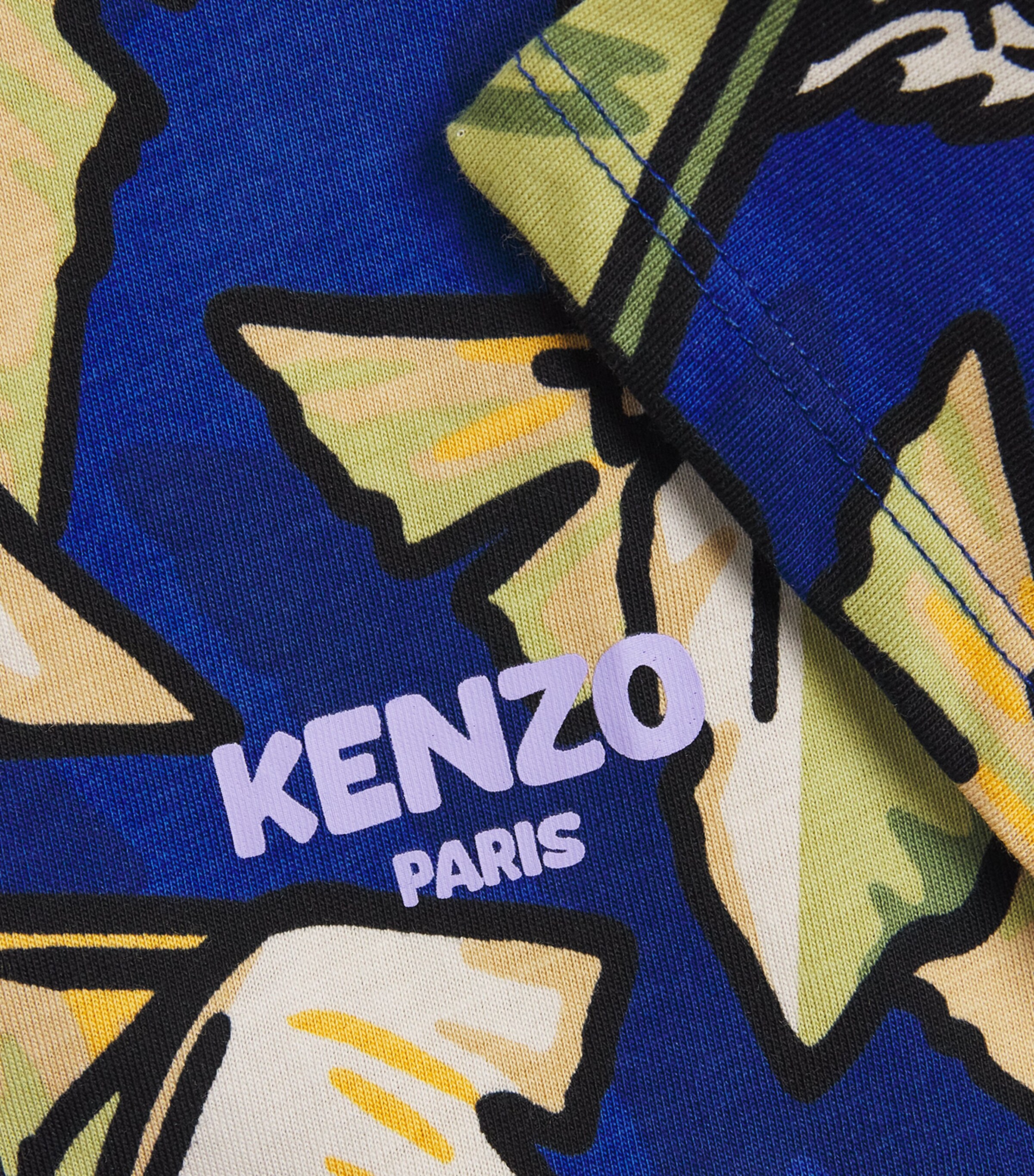 Kenzo Kids Cotton Jungle Logo T-Shirt (2-14 Years) Blue Image 3