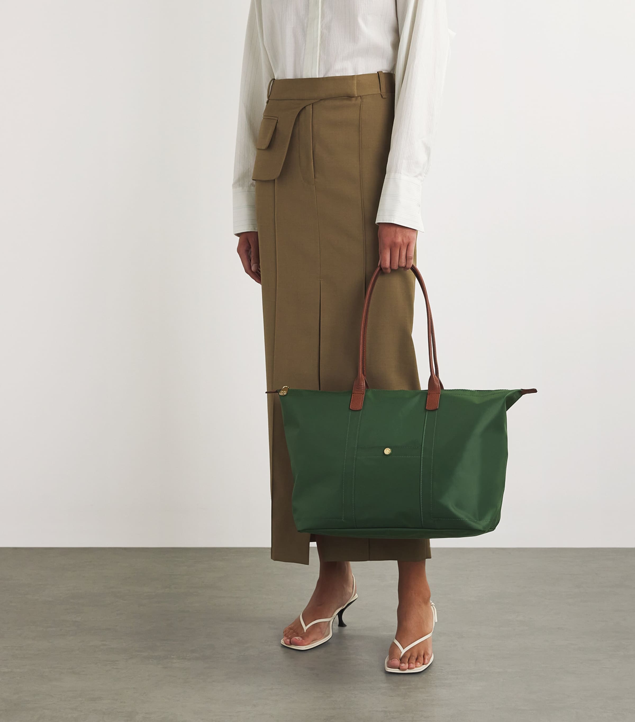 Harrods Medium Nylon Tote Bag Green Image 2