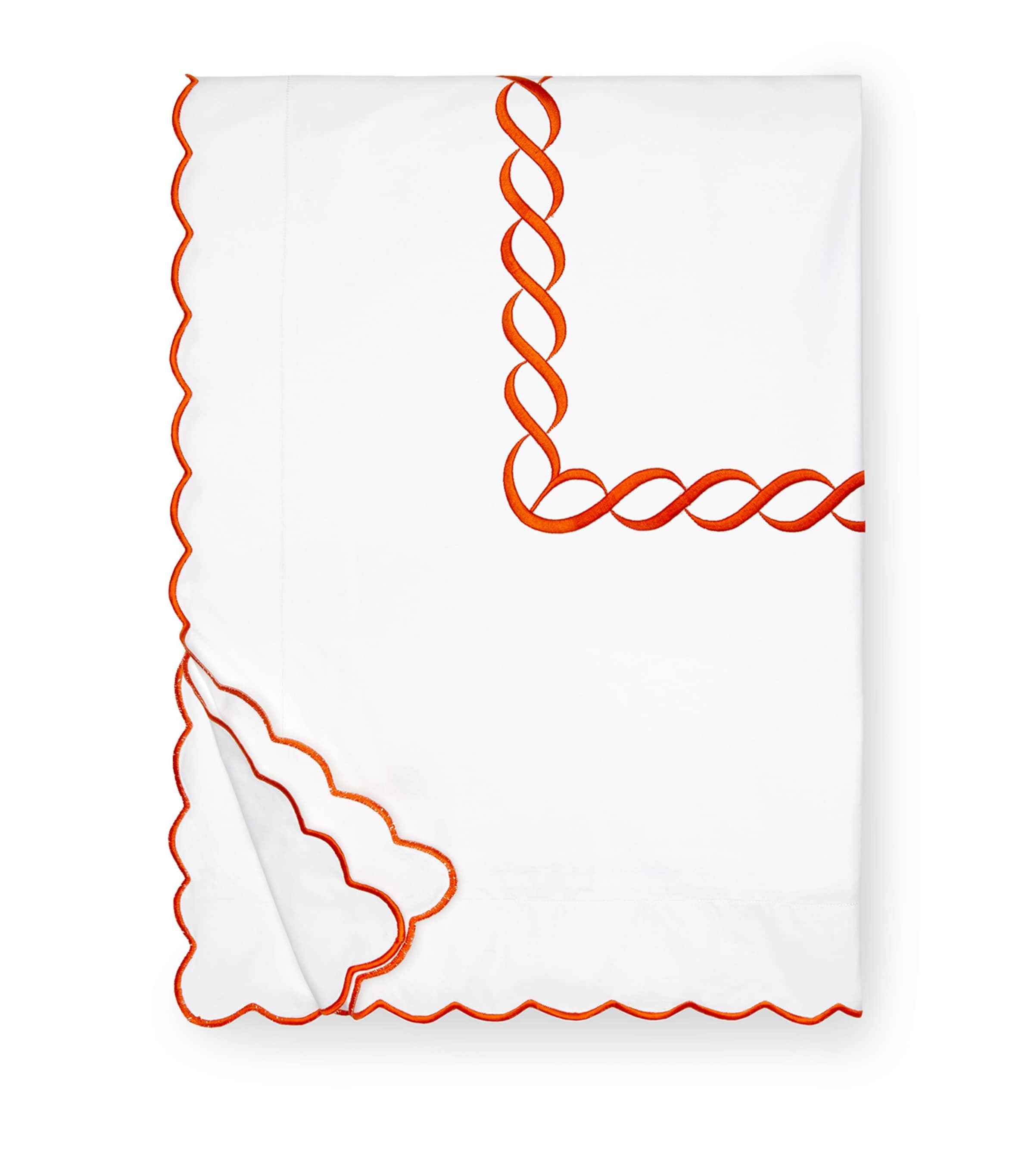 Pratesi Treccia Super King Duvet Cover (260cm x 220cm) White/orange Image 1