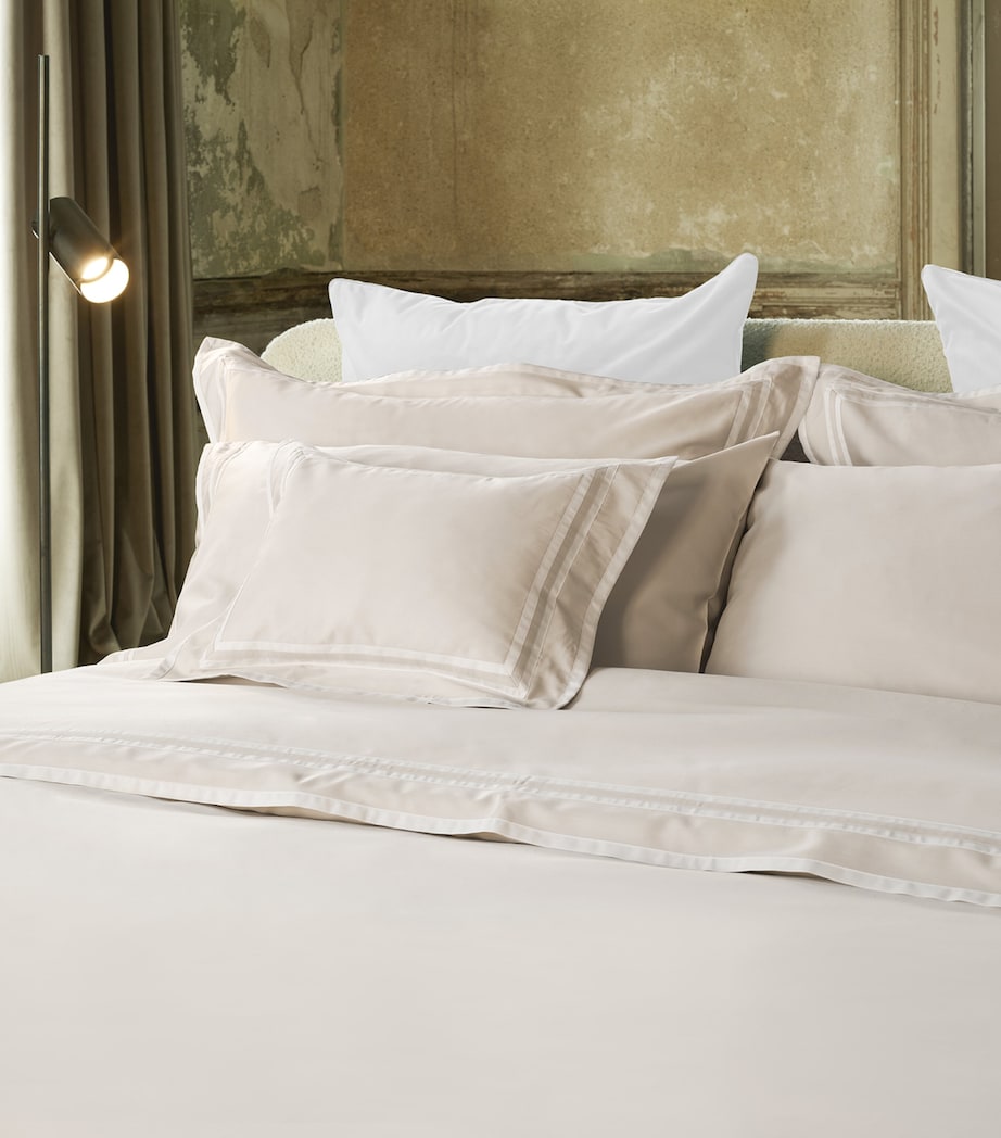 Sonata Oxford Pillowcase Pair (50cm x 75cm) SAND/WHITE Image 2