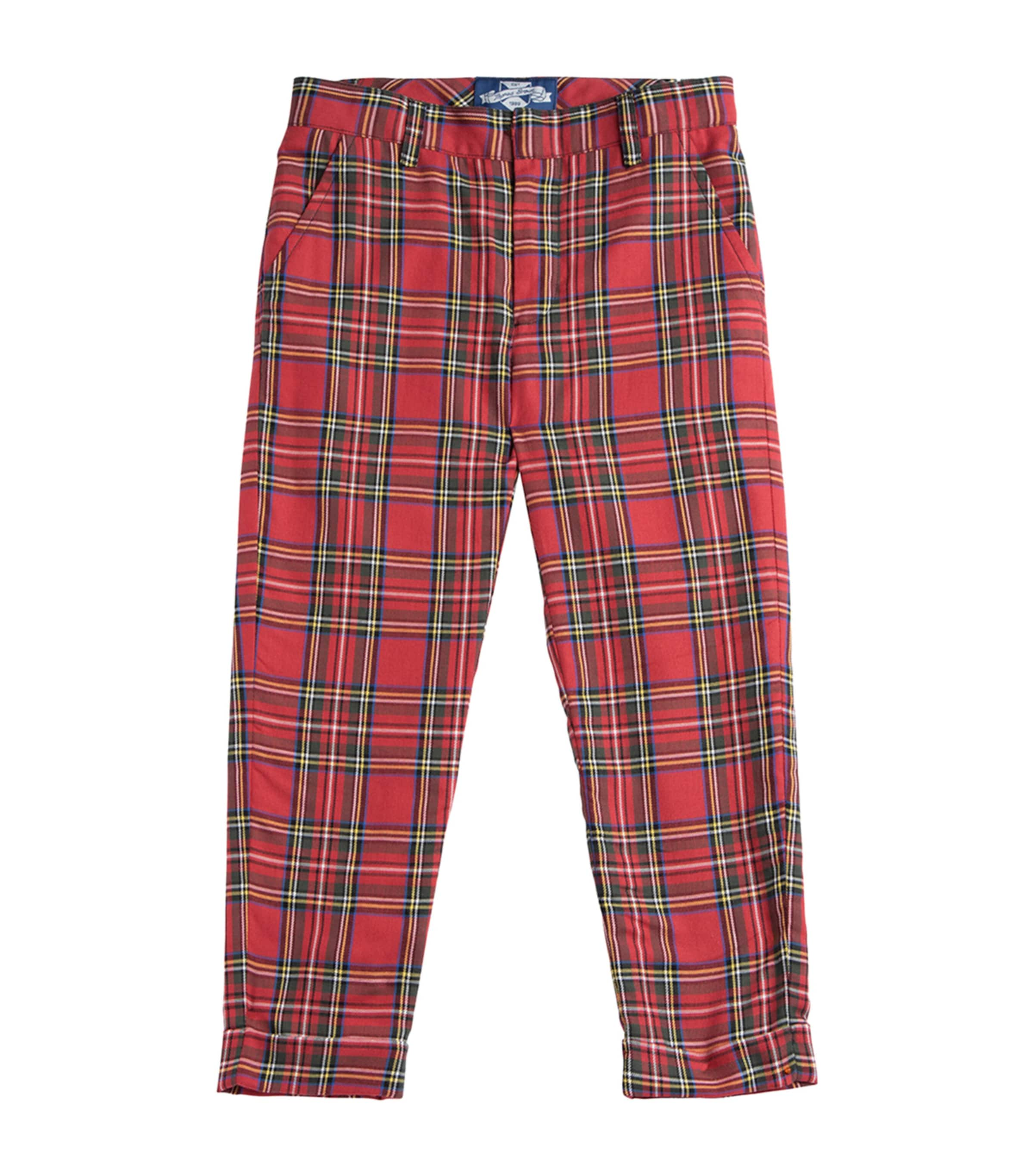 Trotters Kids' Tartan Donald Trousers In Red