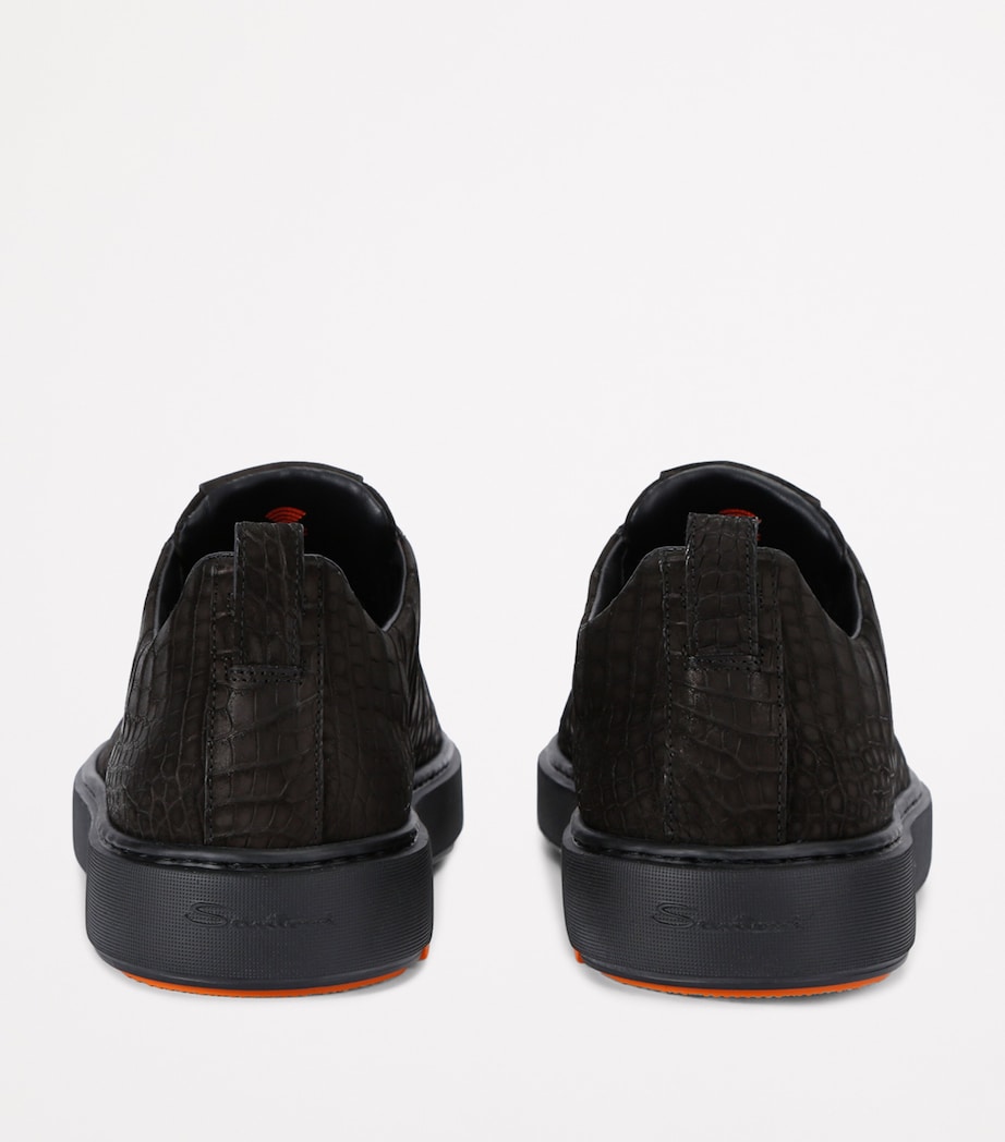 Crocodile Leather Clean Icon Sneakers BLACK Image 2