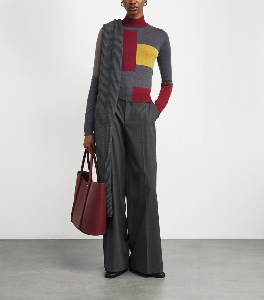 Cashmere Cashair Overlay Colour-Block Sweater SMOKE COMBO Image 2