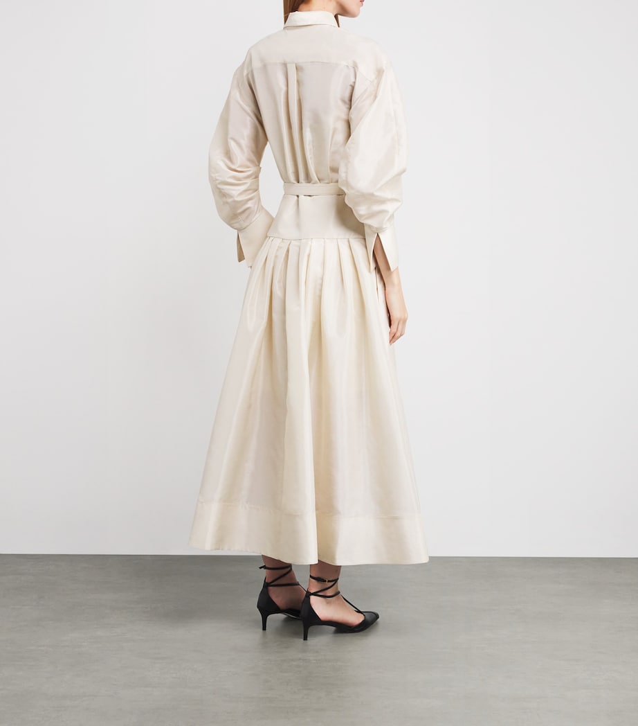 Taffeta Maple Midi Shirt Dress CREAM Image 3