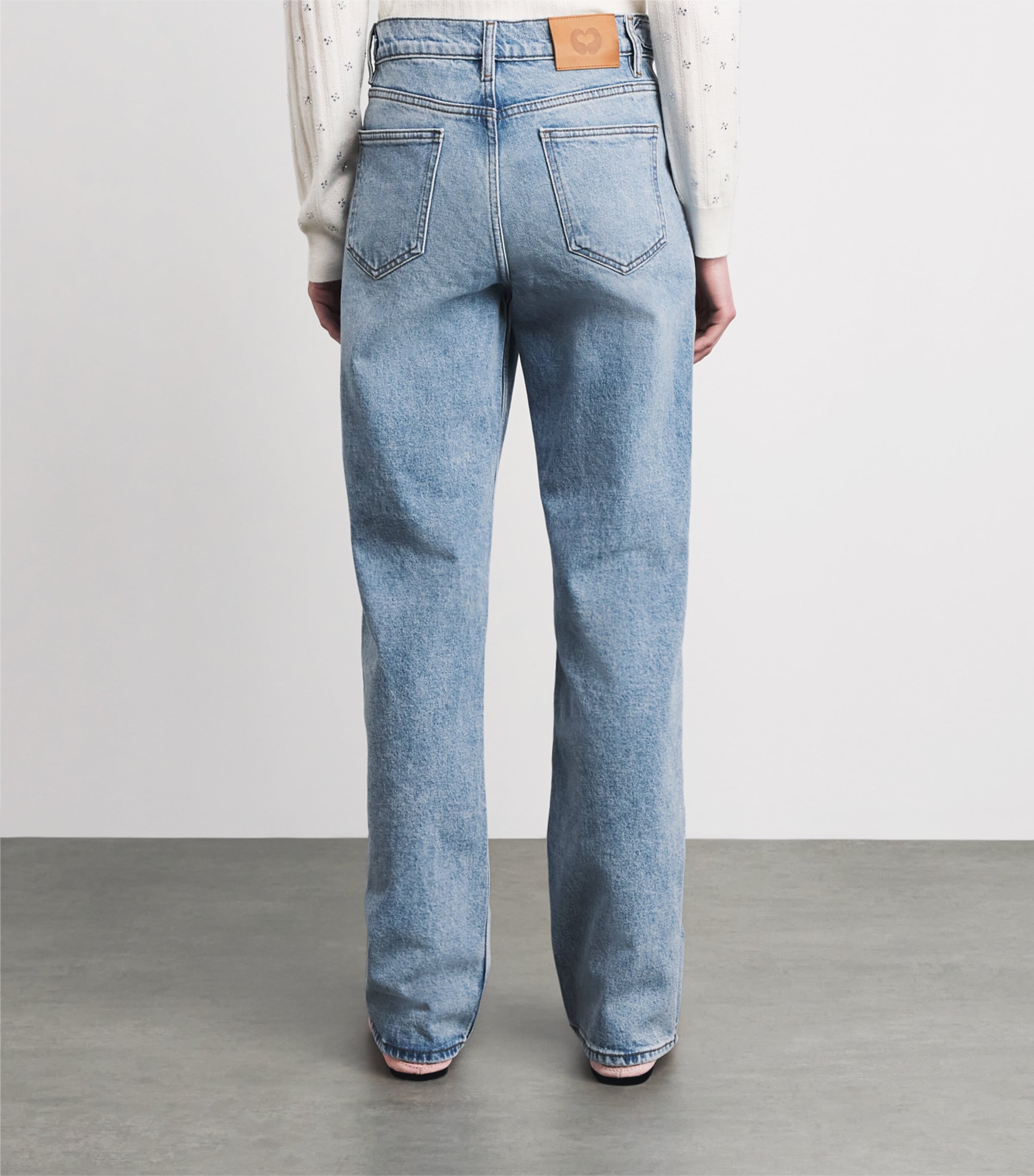 Maje Womens Chain-Detail High-Rise Straight Jeans Blue Image 5