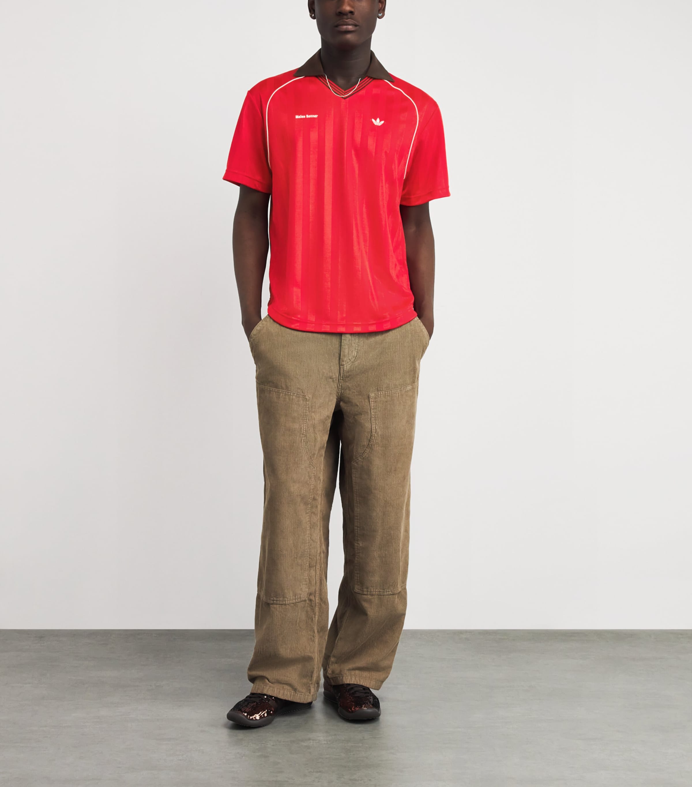 x Wales Bonner Jacquard Football Shirt RED Image 2