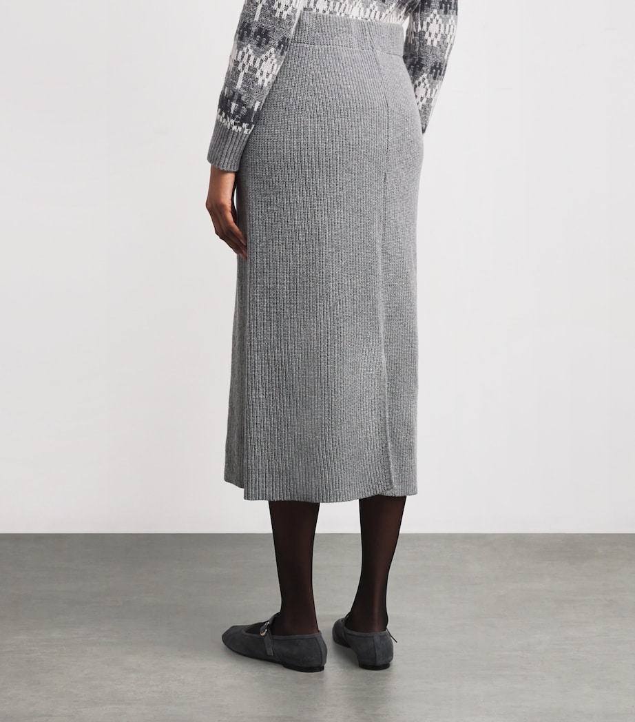 Lambswool-Blend Ribbed Midi Skirt 3530 M GREY MEL Image 4